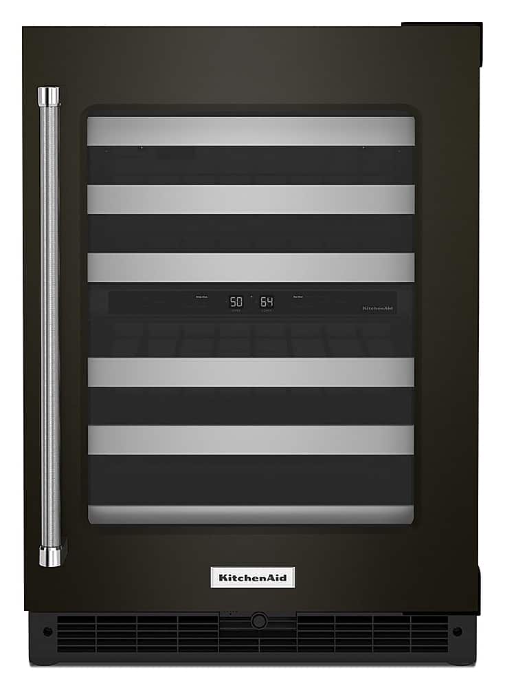 KitchenAid - 46-Bottle Dual Zone Wine Cellar with Glass Door and Metal-Front Racks - Black Stainless Steel product image