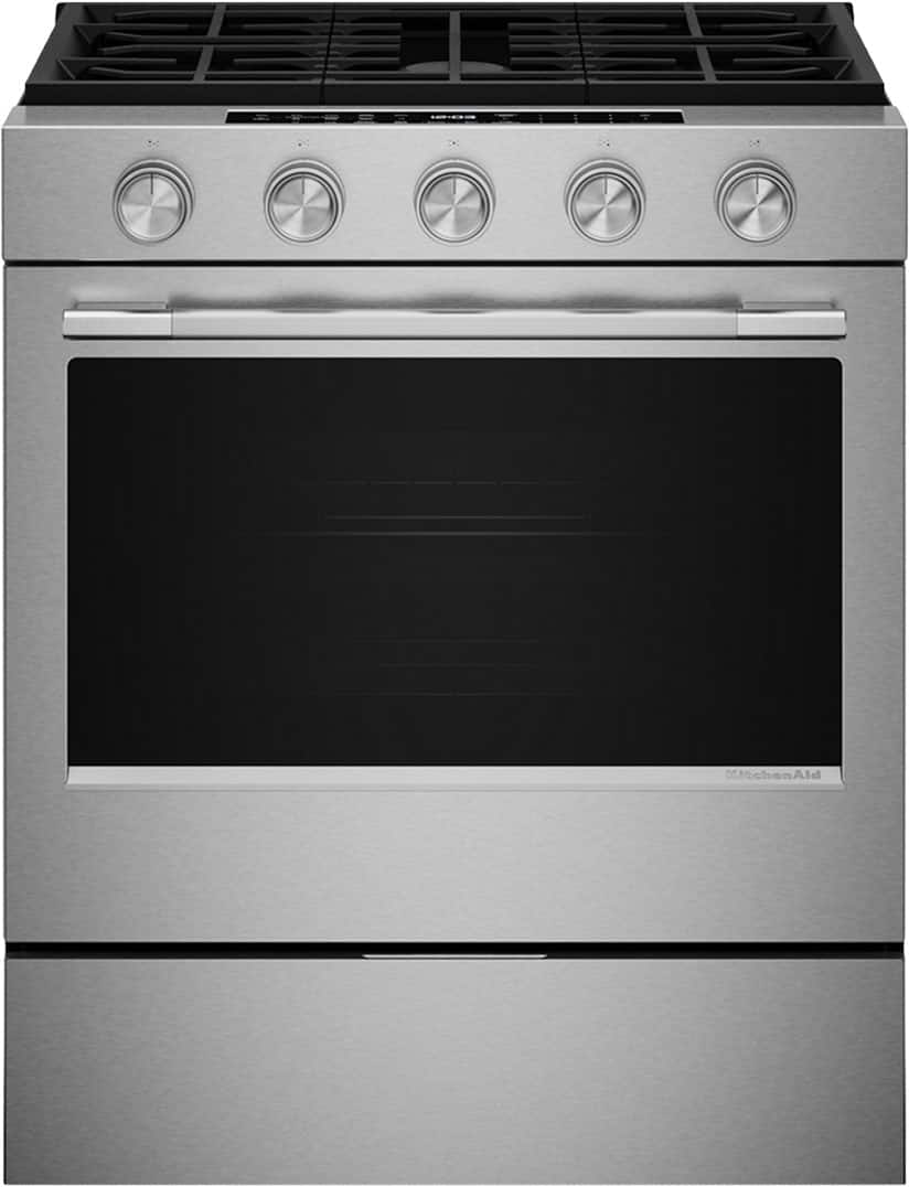 KitchenAid - 5.0 Cu. Ft. Slide-In Gas True Convection Range with Self Clean, Steam Clean, and 2-in-1 Burner - Stainless Stee…