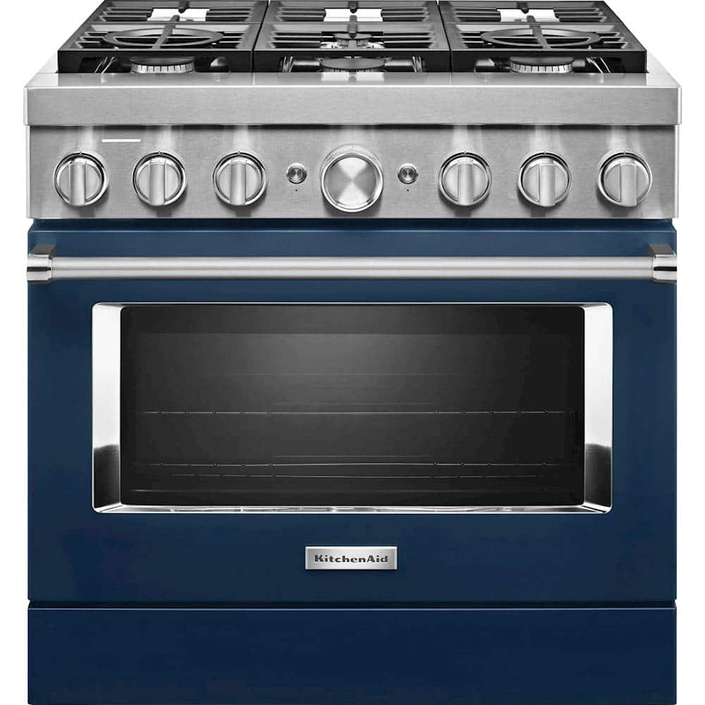 KitchenAid - 5.1 Cu. Ft. Freestanding Dual Fuel True Convection Range with Self-Cleaning - Ink Blue product image