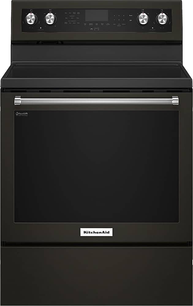 KitchenAid - 6.4 Cu. Ft. Self-Cleaning Freestanding Electric Convection Range - Black Stainless Steel product image