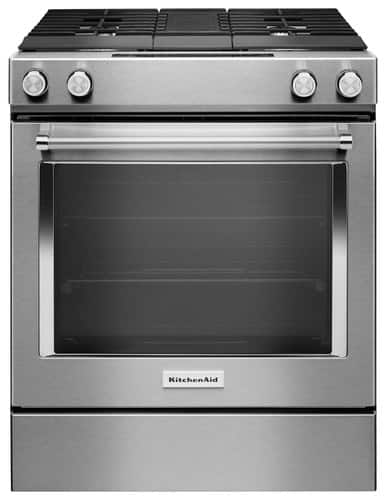 KitchenAid - 6.4 Cu. Ft. Self-Cleaning Slide-In Dual Fuel Convection Range - Stainless Steel product image