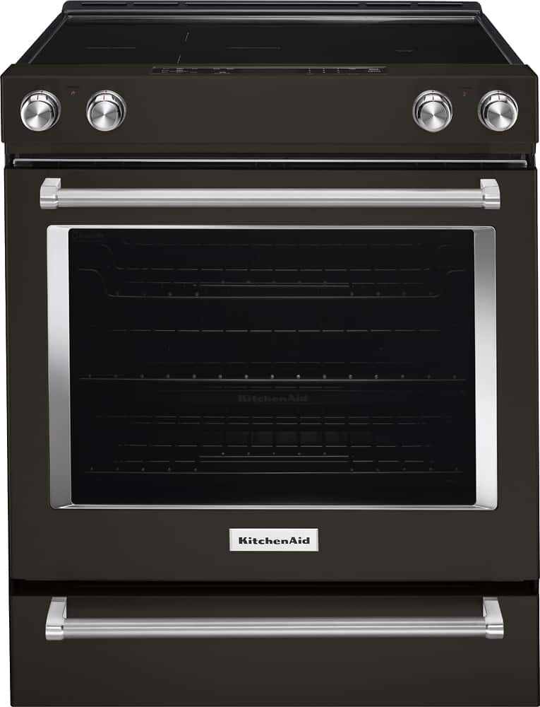 KitchenAid - 6.4 Cu. Ft. Self-Cleaning Slide-In Electric Convection Range - Black Stainless Steel product image