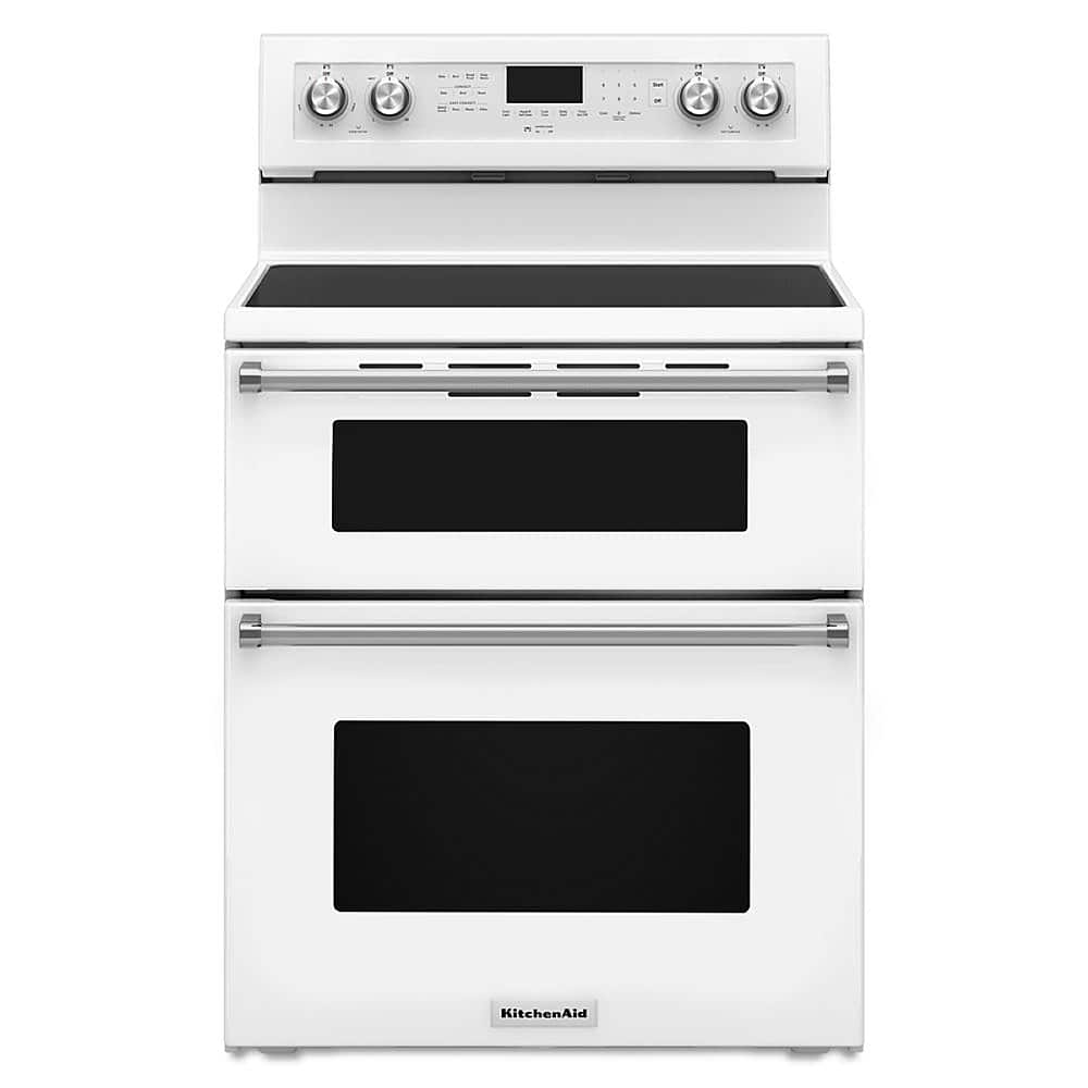 KitchenAid - 6.7 Cu. Ft. Self-Cleaning Freestanding Double Oven Electric Convection Range - Black Stainless Steel product im…