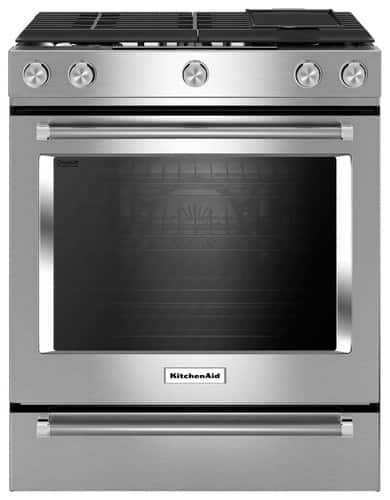 KitchenAid - 7.1 Cu. Ft. Self-Cleaning Slide-In Dual Fuel Convection Range - Stainless Steel product image