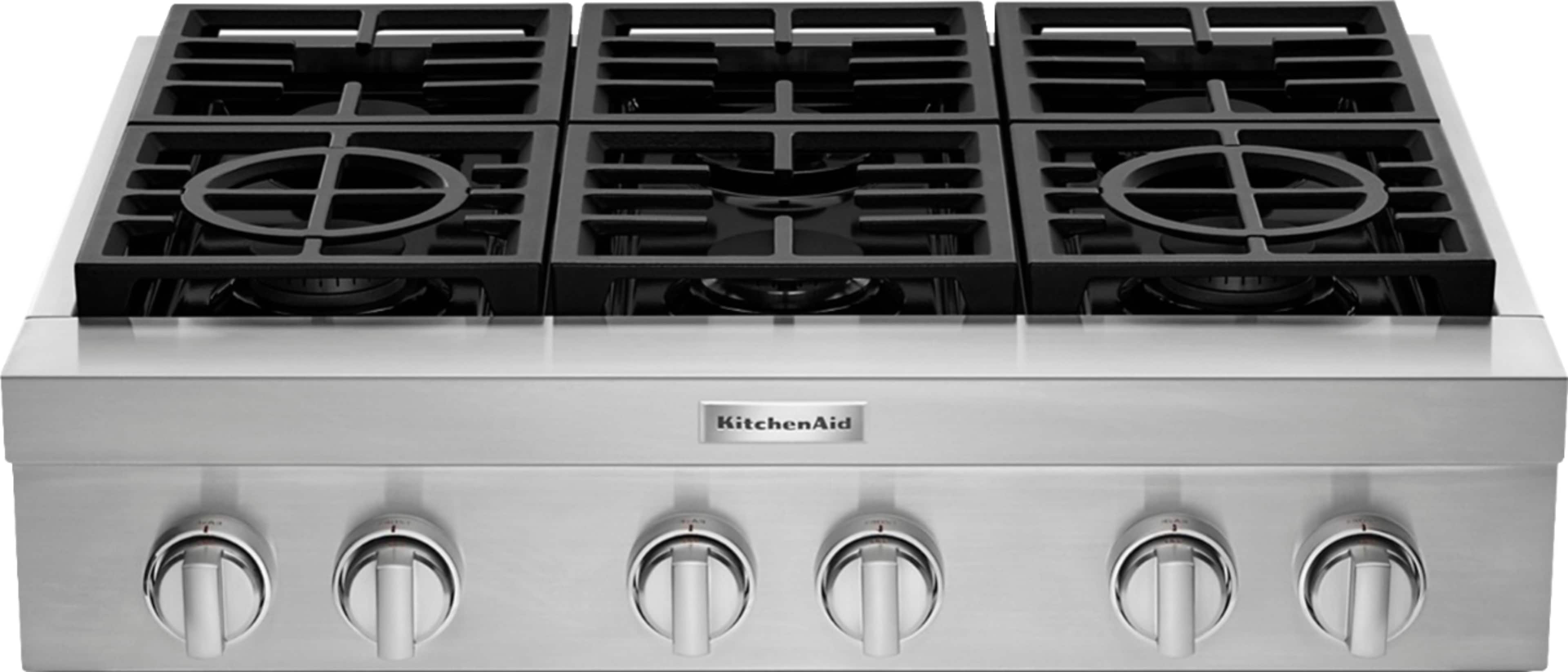 KitchenAid - Commercial-Style 36" Built-In Gas Cooktop - Stainless Steel product image