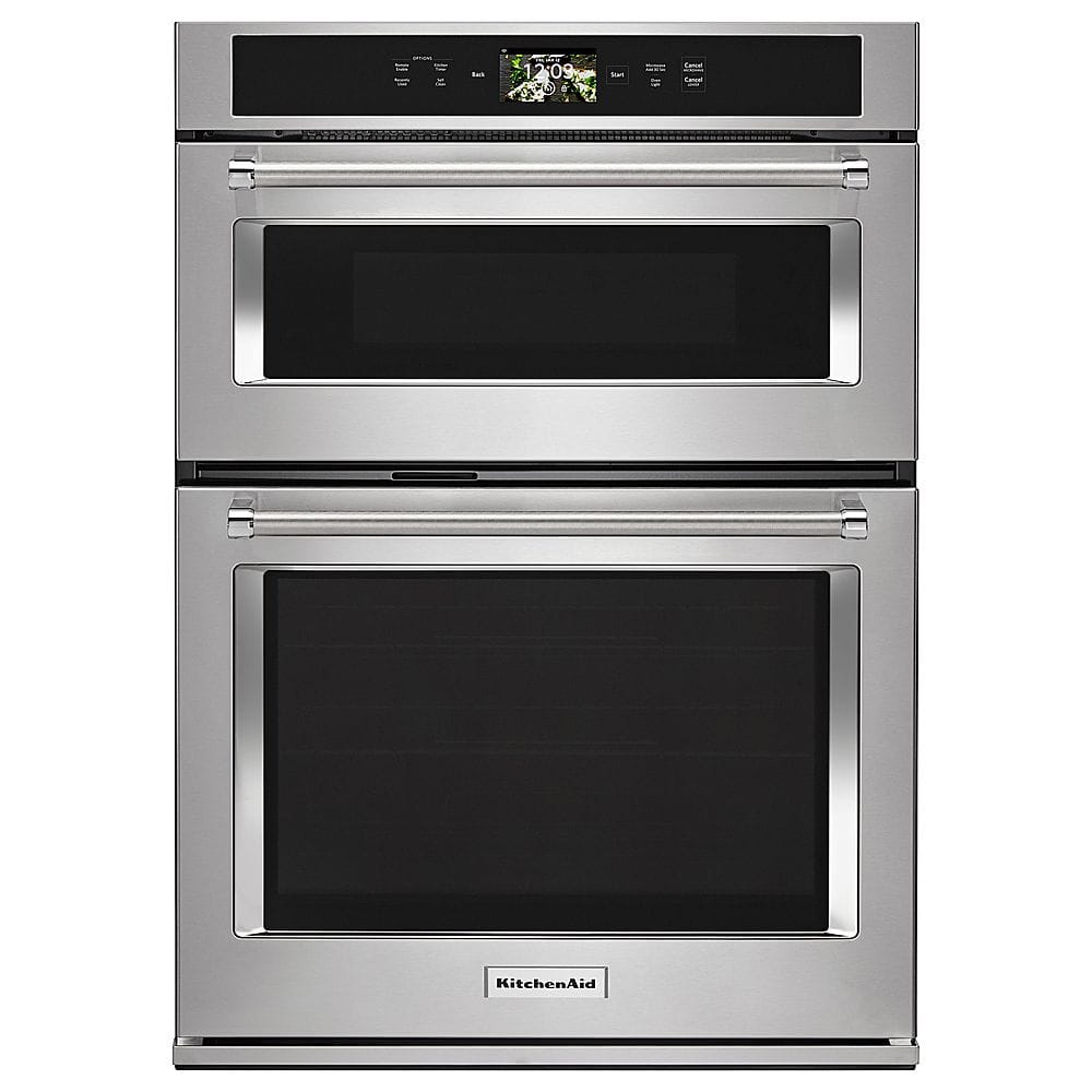 KitchenAid - Smart Oven+ 30" Single Electric Convection Wall Oven with Built-In Microwave - Black Stainless Steel product im…