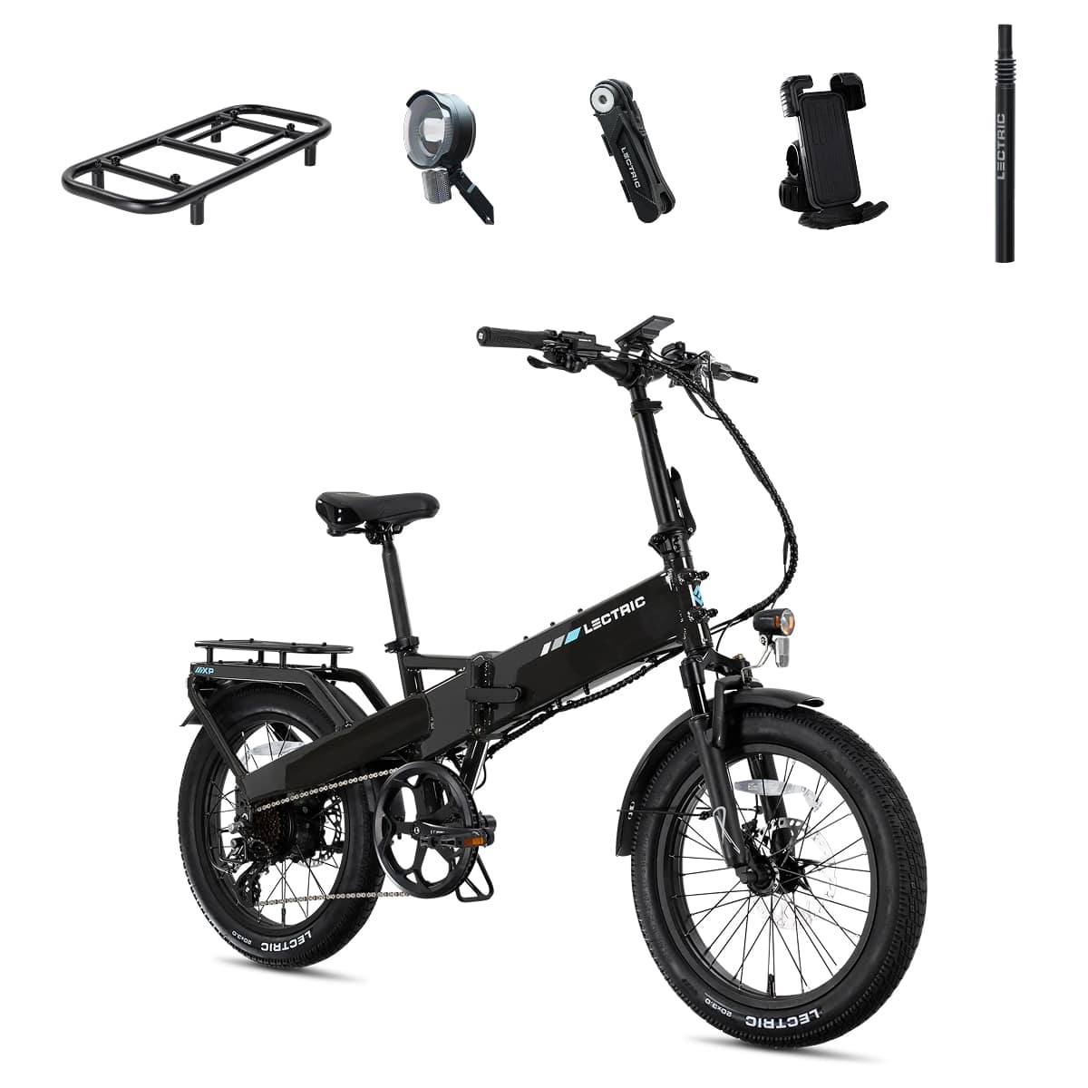 Lectric eBikes - XP4 750 Step-Over Foldable Long-Range eBike (Max 85mi/28mph) + LevelUp Rack/Seat Post/Elite Headlight/Lock/…