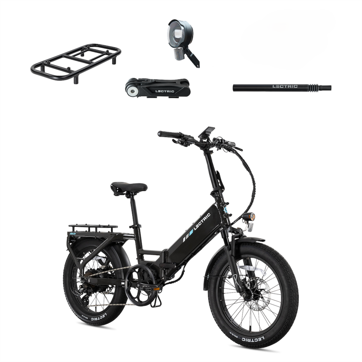 Lectric eBikes - XP4 750 Step-Thru Foldable Long-Range eBike (Max 85mi/28mph) + LevelUp Rack/Seat Post/Elite Headlight/Lock…