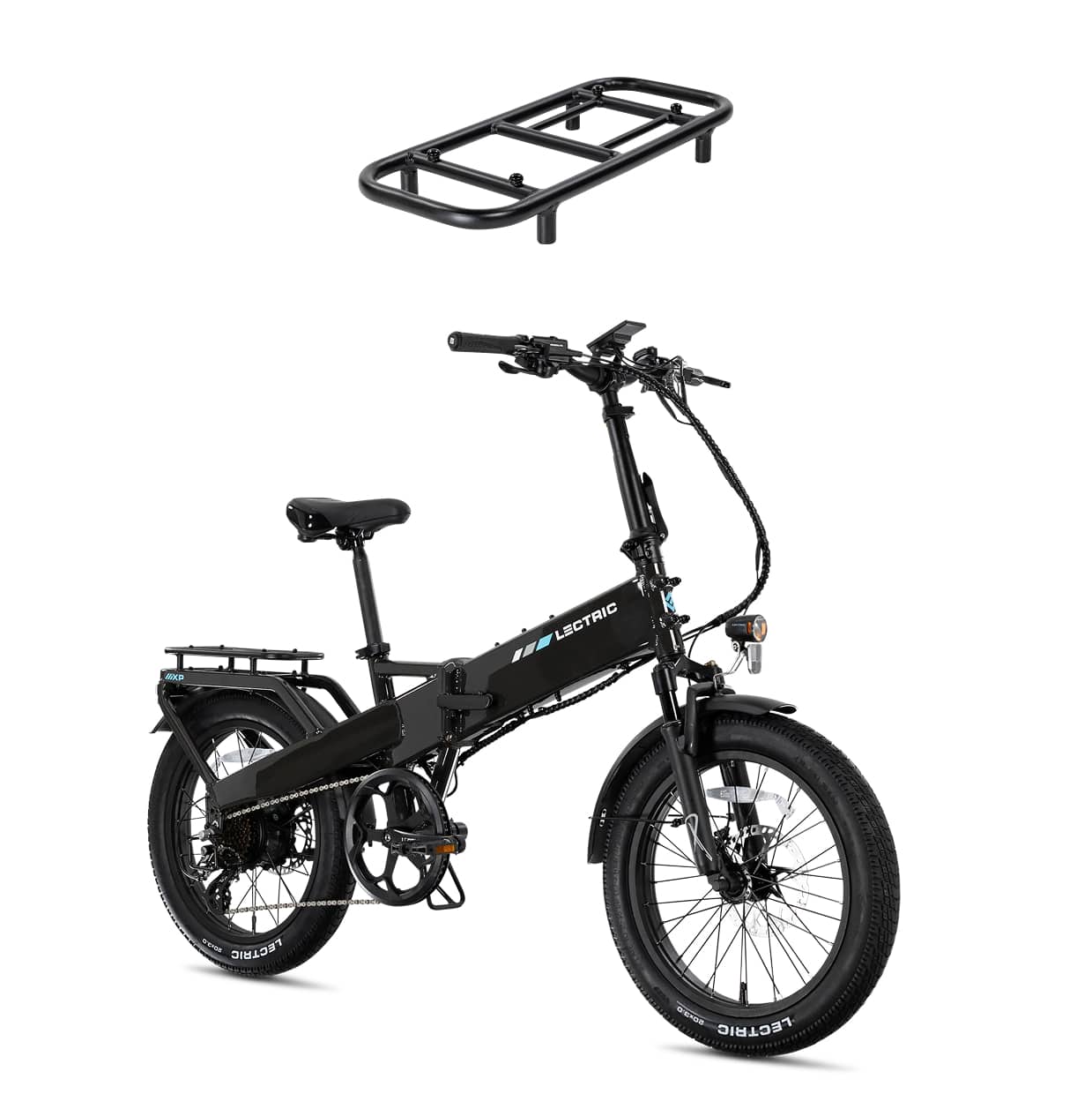 Lectric eBikes - XP4 Step-Over Foldable eBike (Max 50mi/28mph) + LevelUp Rack - Tempest Grey product image