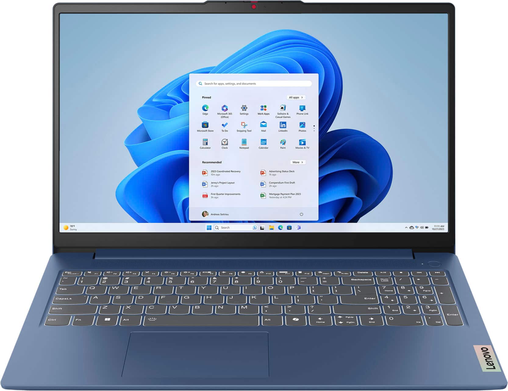 Lenovo - IdeaPad Slim 3i 15.6" Full HD Laptop - Intel Processor N150 2024- 8GB Memory - 128GB UFS - Abyss Blue product image