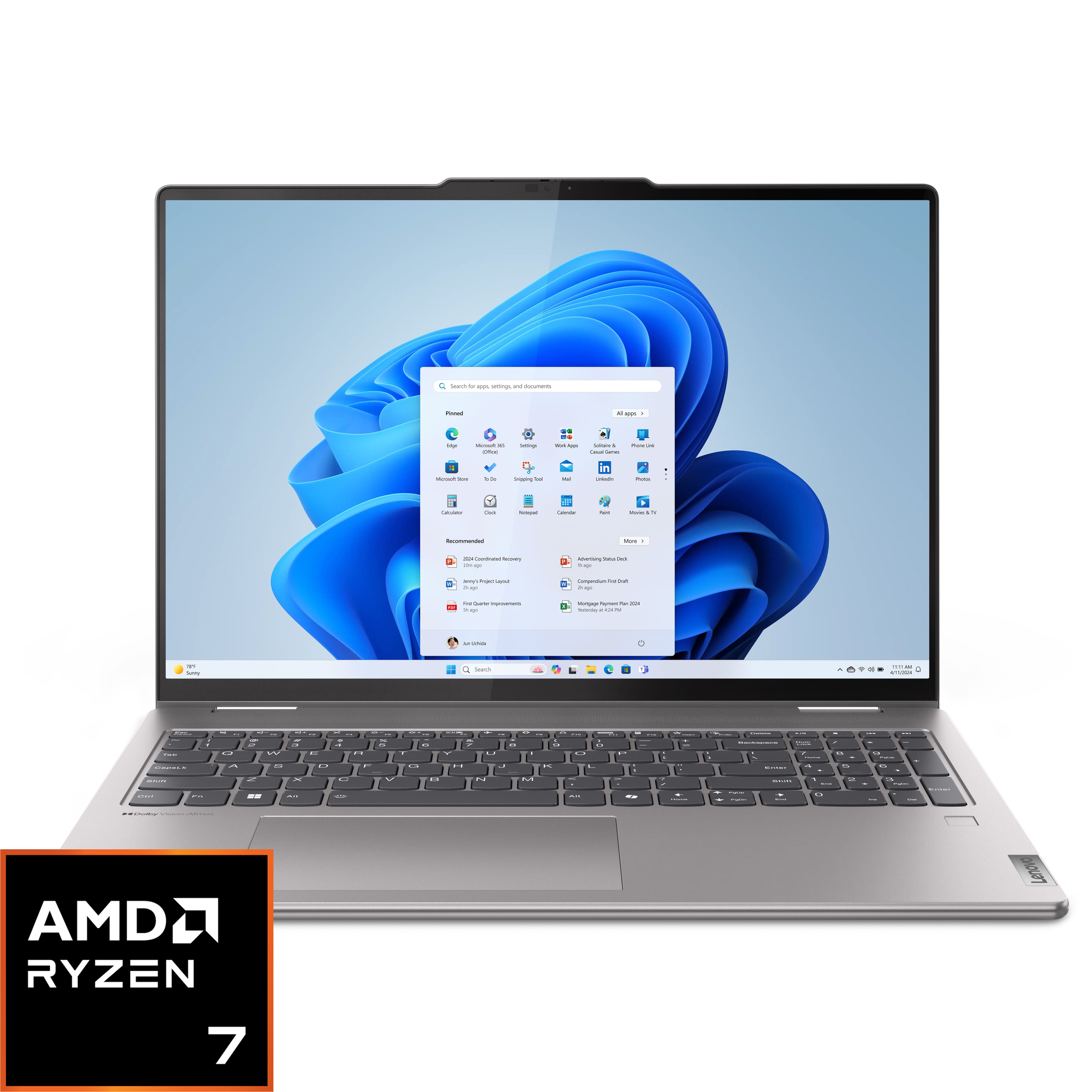 Lenovo - Yoga 7 2-in-1 16" 2K Touchscreen Laptop - AMD Ryzen 7 8840HS 2023 - 16GB Memory - 512GB SSD - Arctic Gray product i…