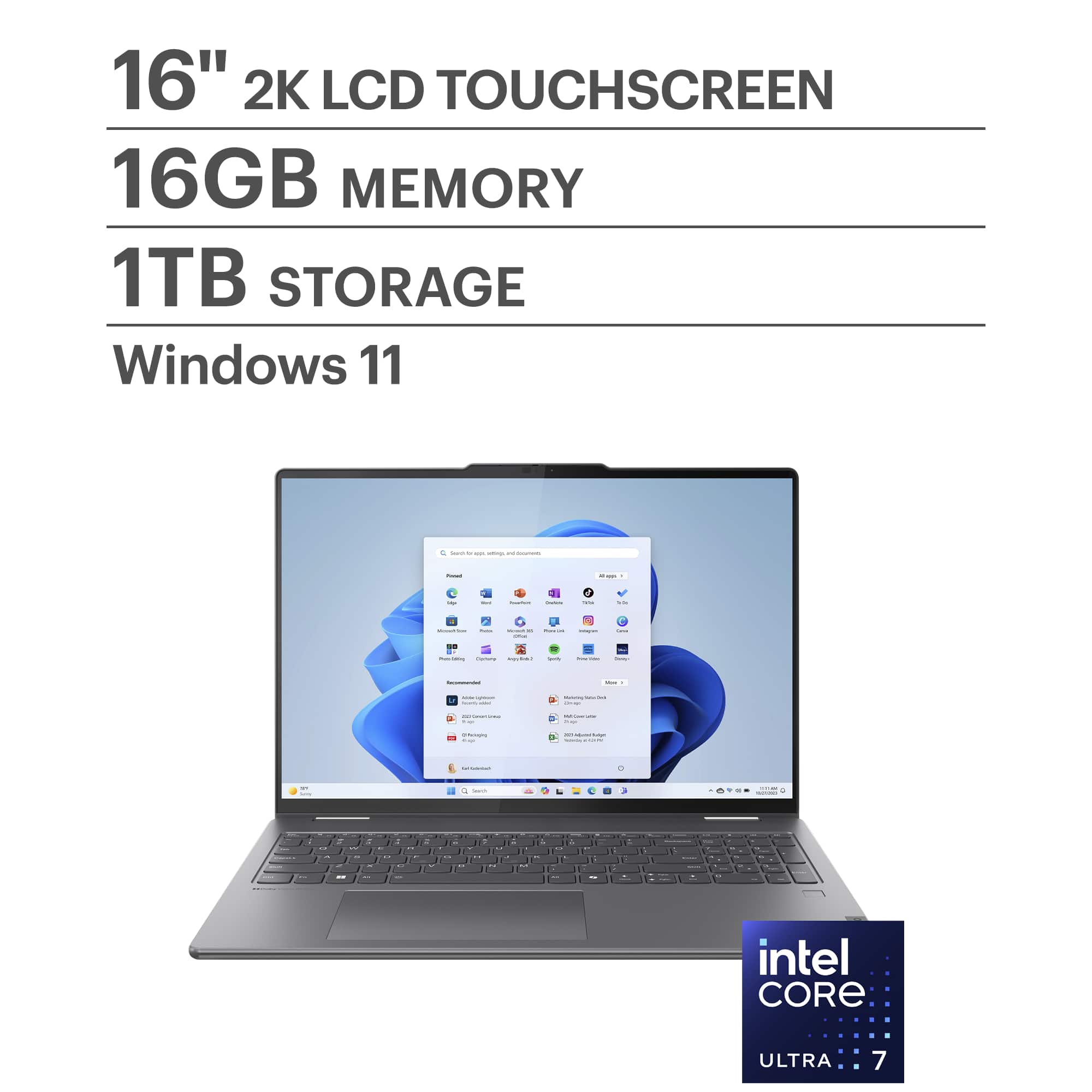 Lenovo - Yoga 7i 2-in-1 16" 2K Touchscreen Laptop - Intel Core Ultra 7 155U 2023 - 16GB Memory - 1TB SSD - Storm Grey produc…