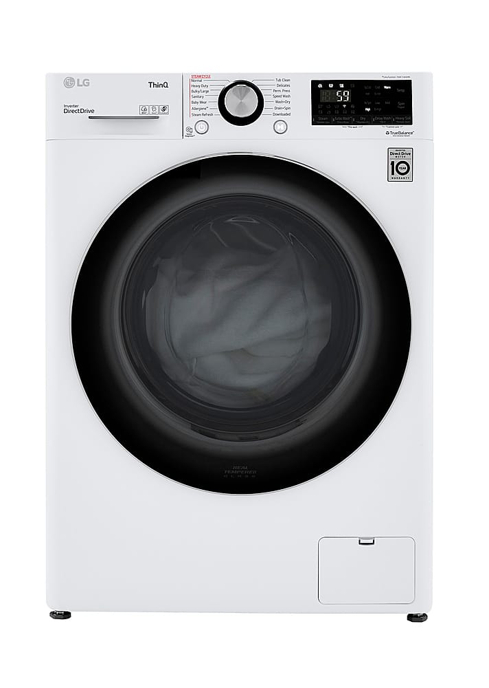 LG - 2.4 Cu. Ft. High-Efficiency Smart Front Load Washer and Electric Dryer Combo with Steam and Sensor Dry - Graphite Steel…
