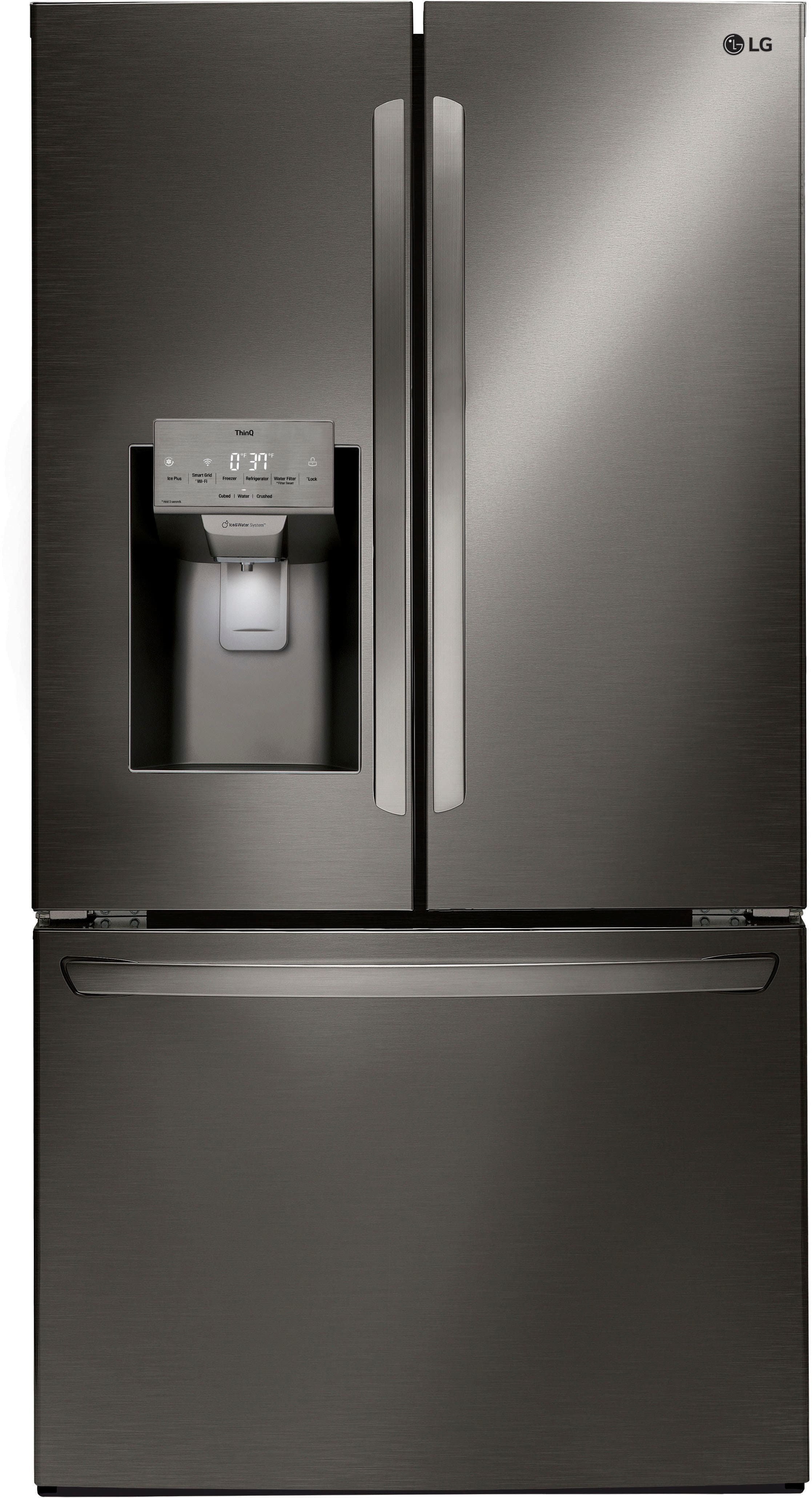 LG - 27.7 Cu. Ft. French Door Smart Refrigerator with External Ice and Water - Black Stainless Steel product image