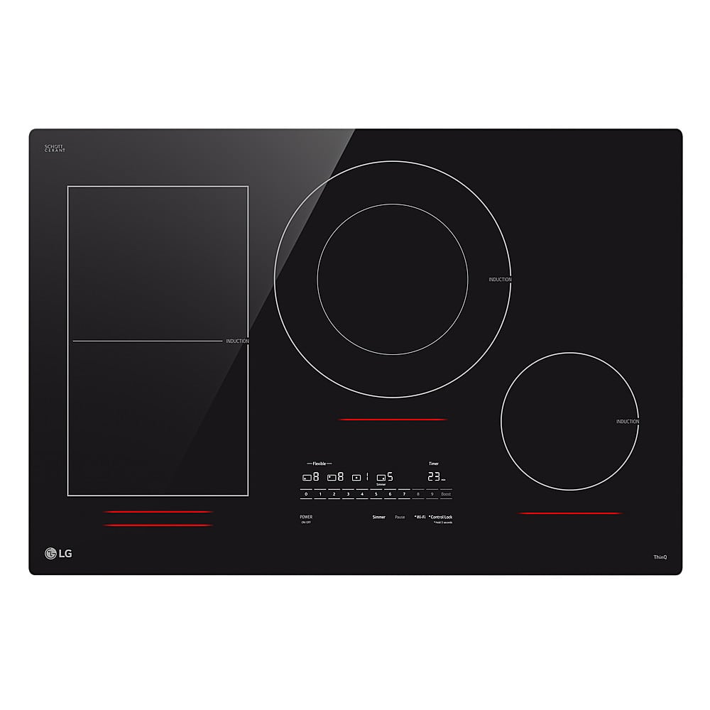 LG - 30" Built-in Electric Induction Smart Cooktop with 4 Elements and UltraHeat 4.3kW Power Element - Black Ceramic product…