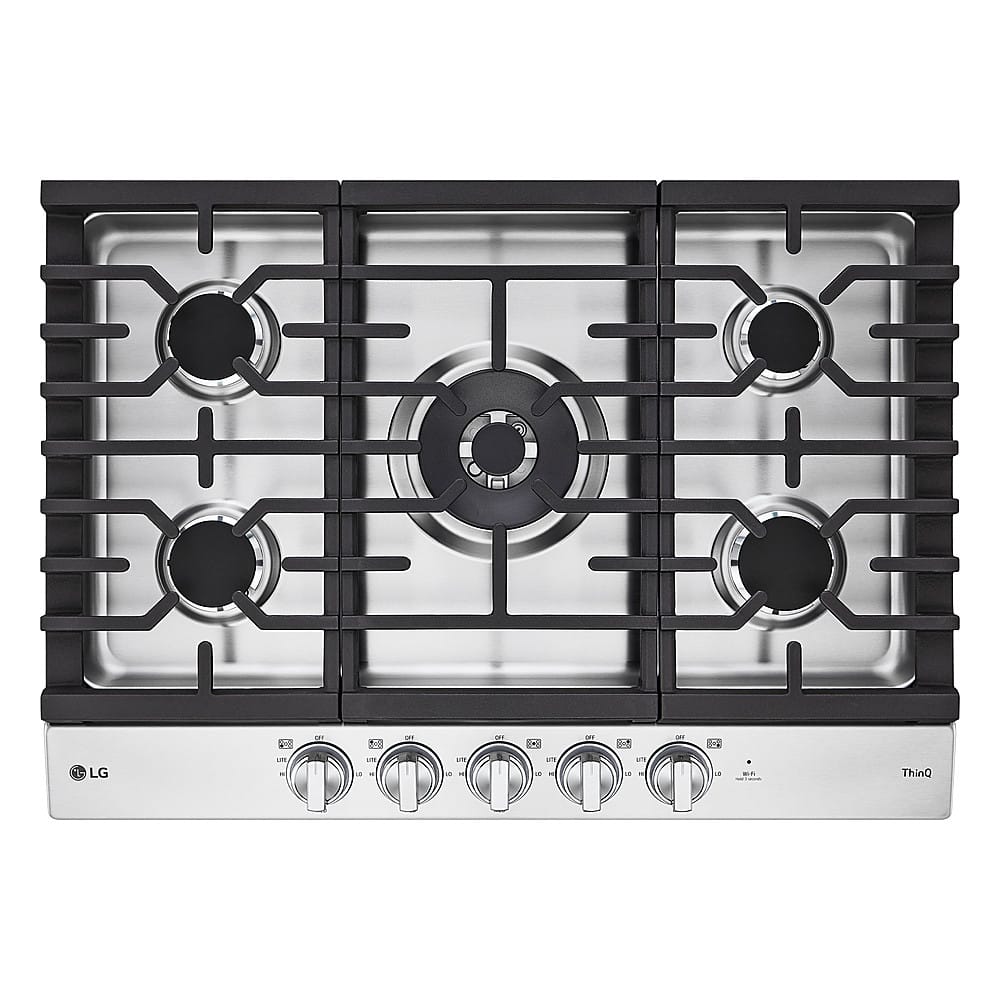 LG - 30" Built-In Smart Gas Cooktop with 5 Burners and EasyClean - Stainless Steel product image