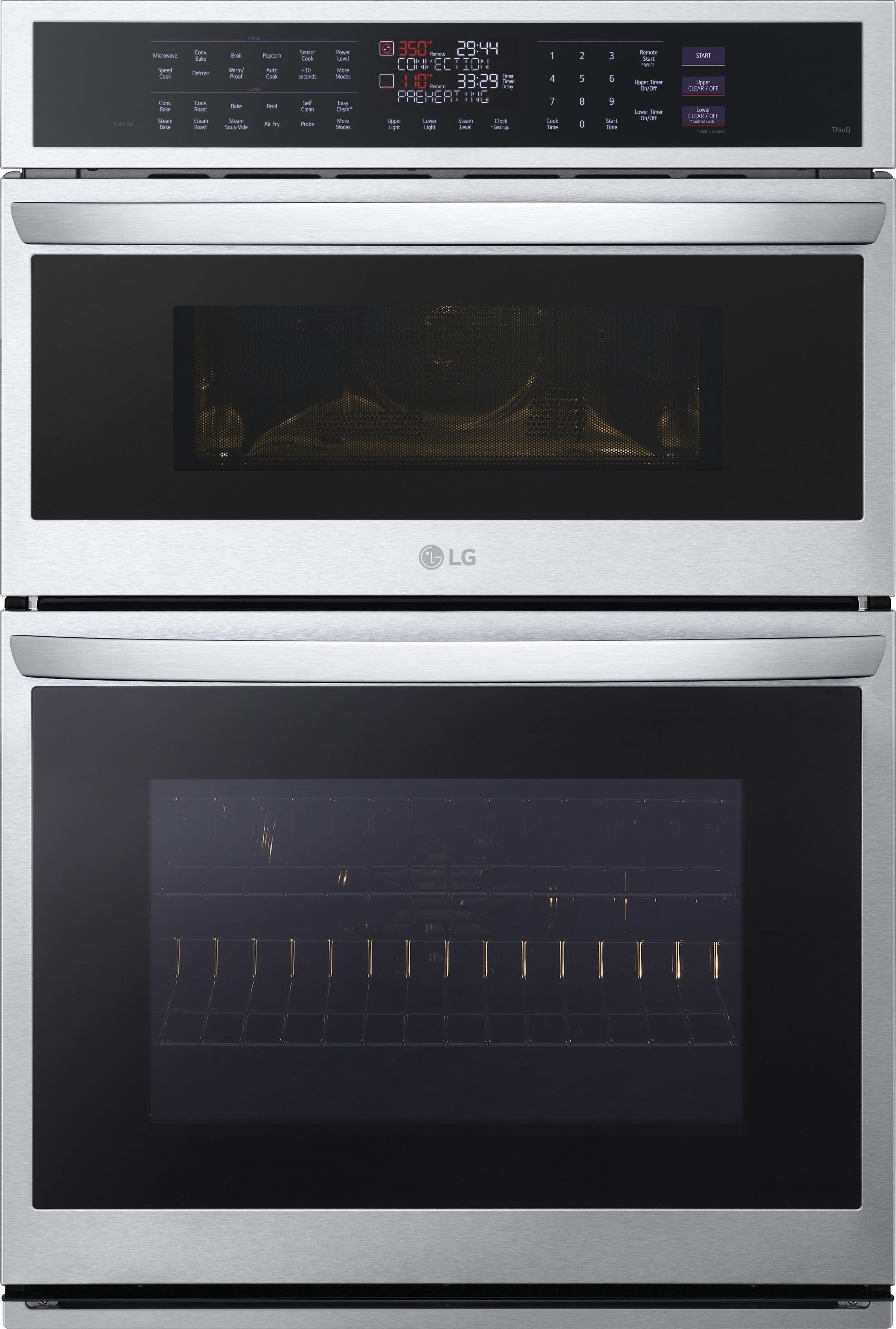 LG - 30" Smart Built-In Electric Convection Combination Wall Oven with Microwave and Air Fry - Black Stainless Steel product…