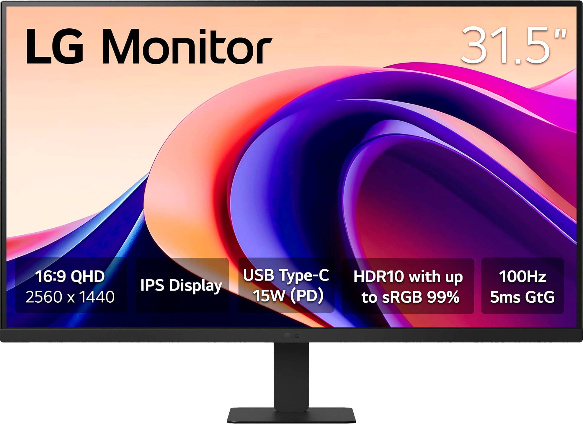 LG - 32" Monitor QHD IPS 100Hz with HDR10 (HDMI USB-C) - Black product image