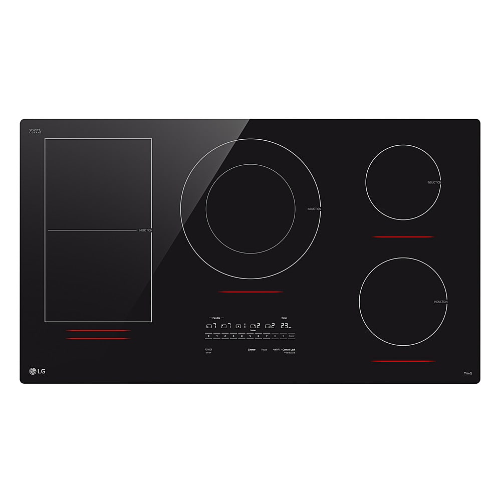 LG - 36" Built-in Electric Induction Smart Cooktop with 5 Elements and UltraHeat 4.3kW Power Element - Black Ceramic product…