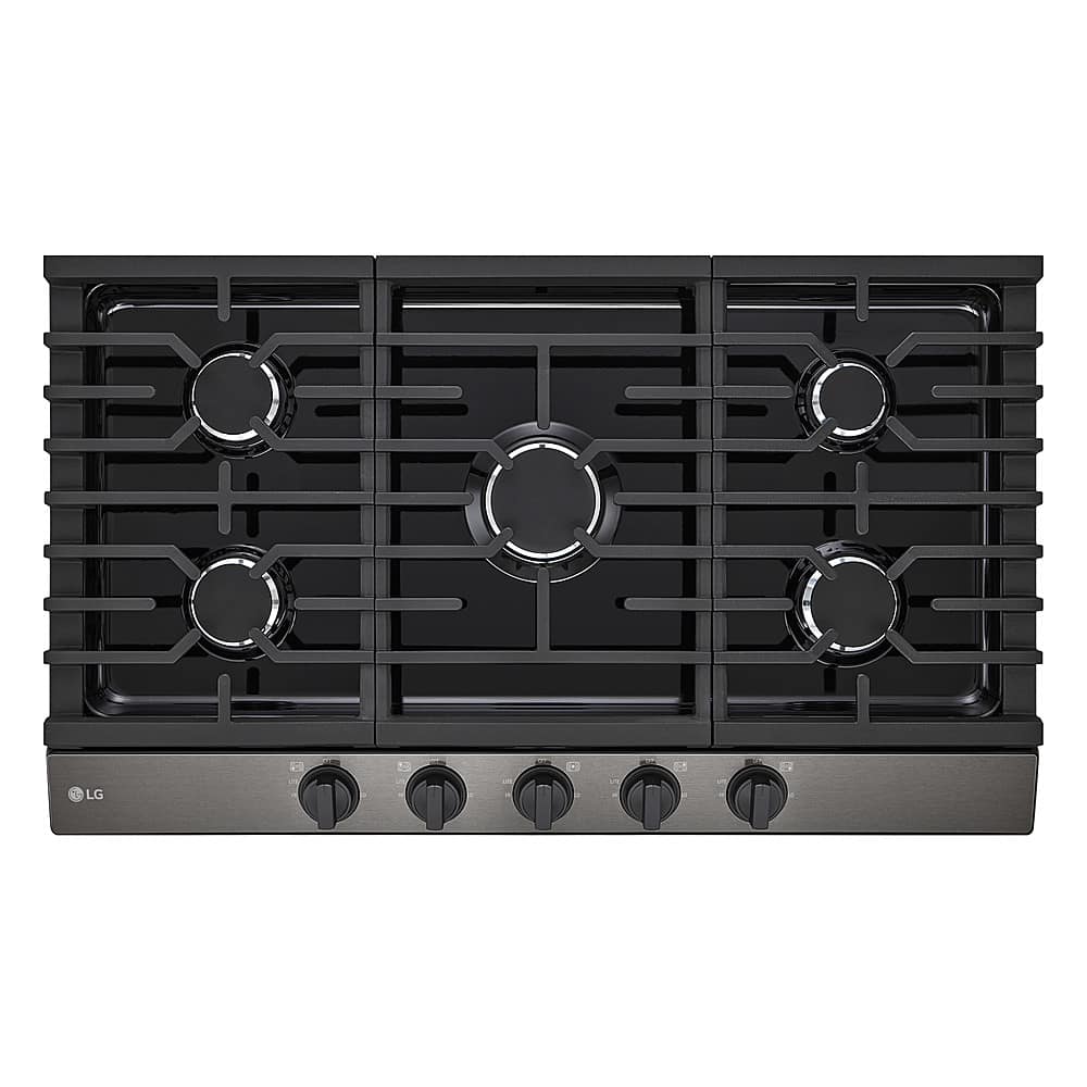 LG - 36" Built-In Gas Cooktop with 5 Burners and EasyClean - Black Stainless Steel product image