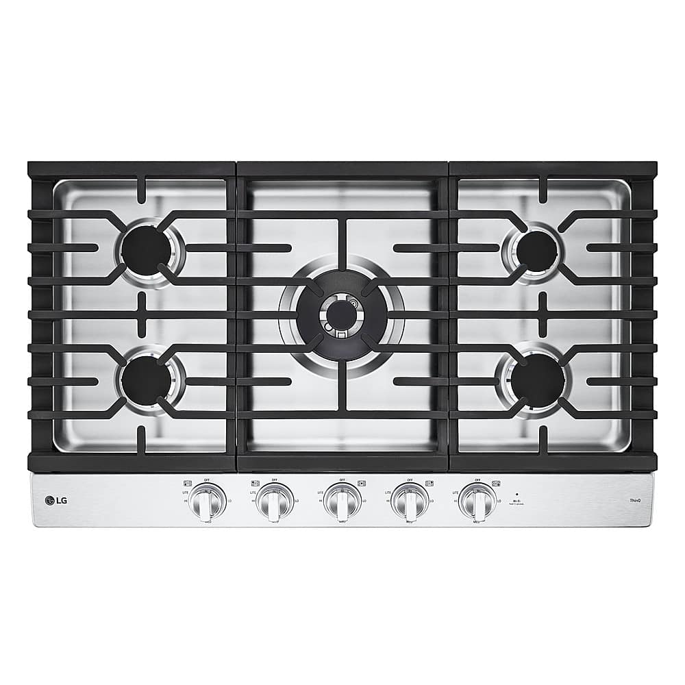 LG - 36" Built-In Smart Gas Cooktop with 5 Burners and EasyClean - Stainless Steel product image