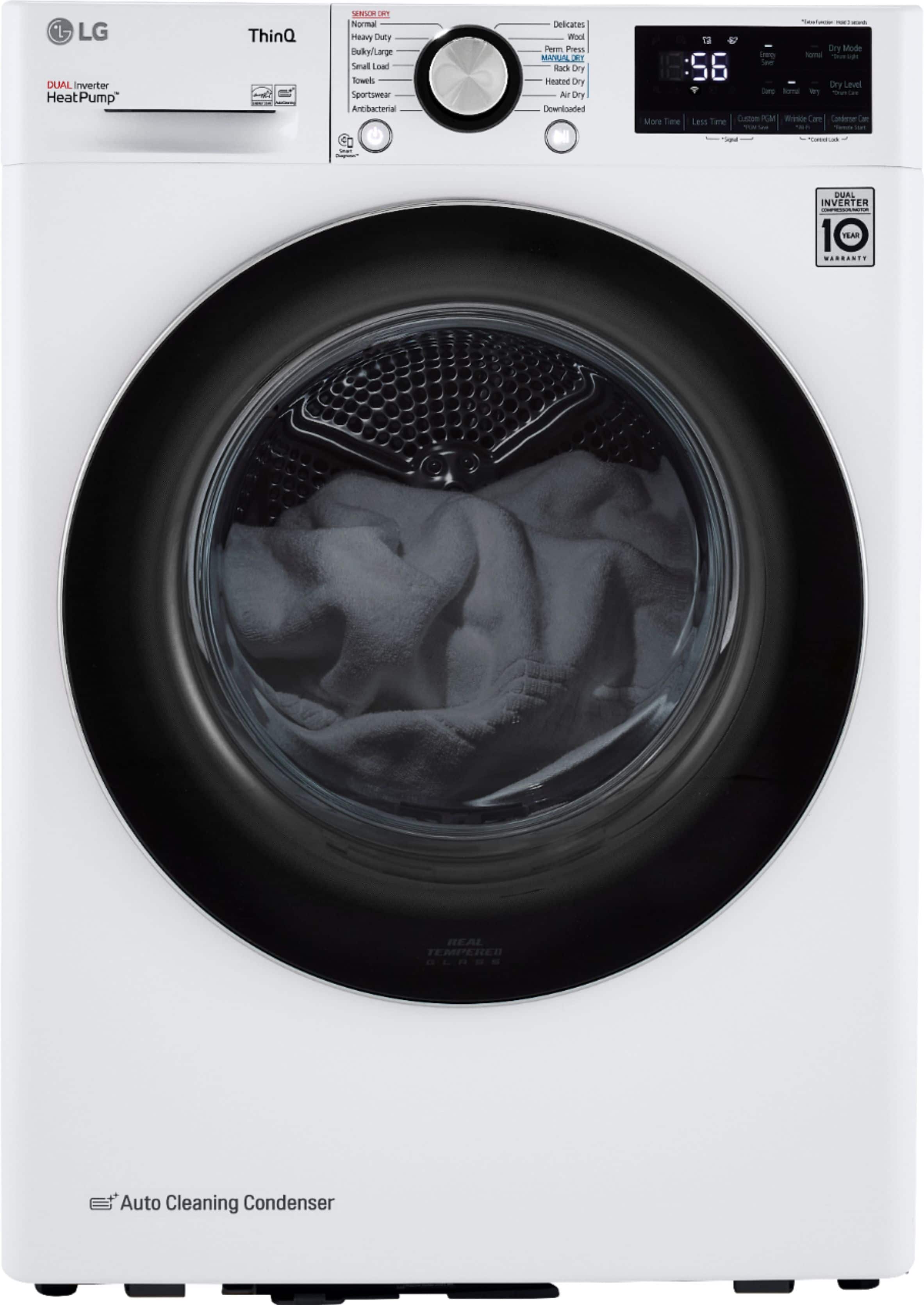 LG - 4.2 Cu. Ft. Stackable Smart Electric Dryer with Dual Inverter HeatPump - White product image