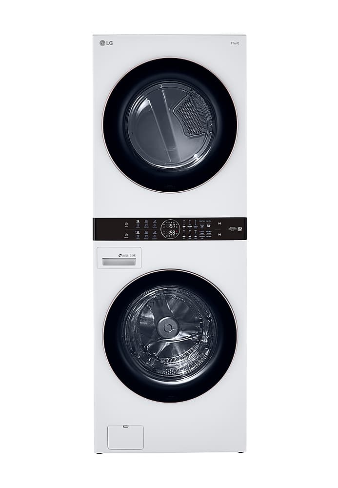 LG - 4.5 Cu. Ft. HE Smart Front Load Washer and 7.4 Cu. Ft. Gas Dryer WashTower with Steam and Built-In Intelligence - Black…