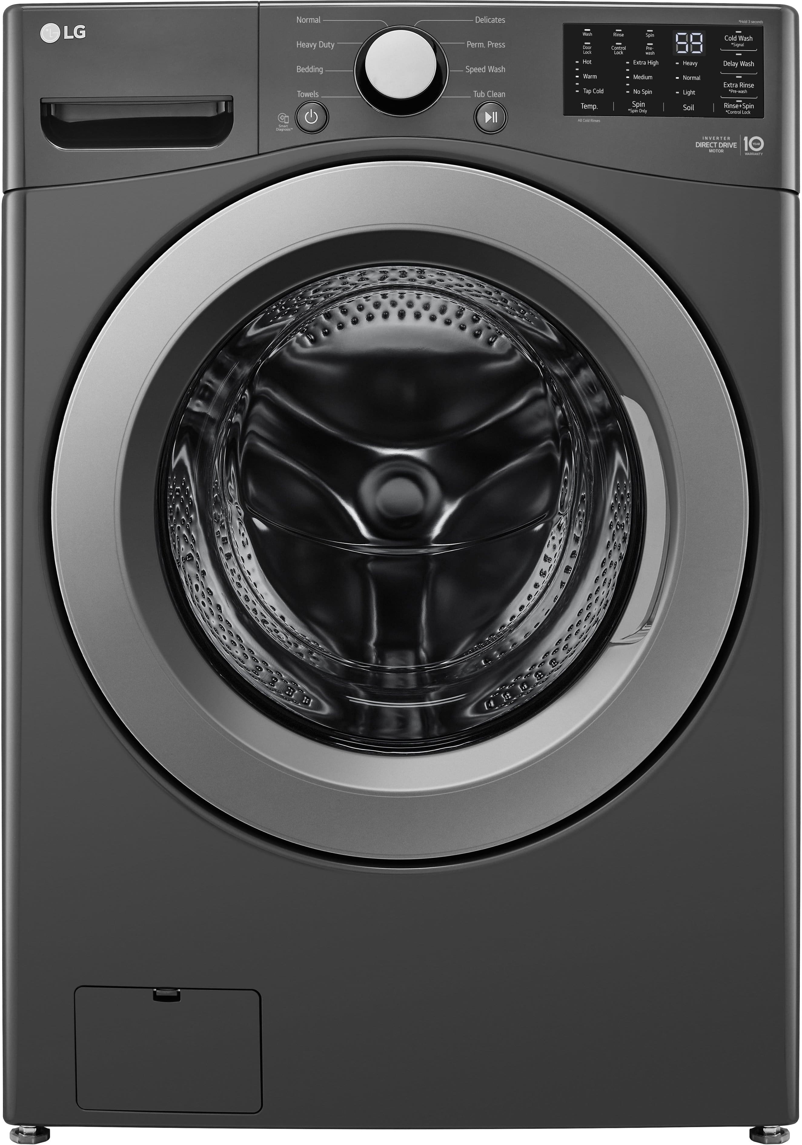 LG - 5.0 Cu. Ft. High-Efficiency Stackable Front Load Washer with 6Motion Technology - Middle Black product image