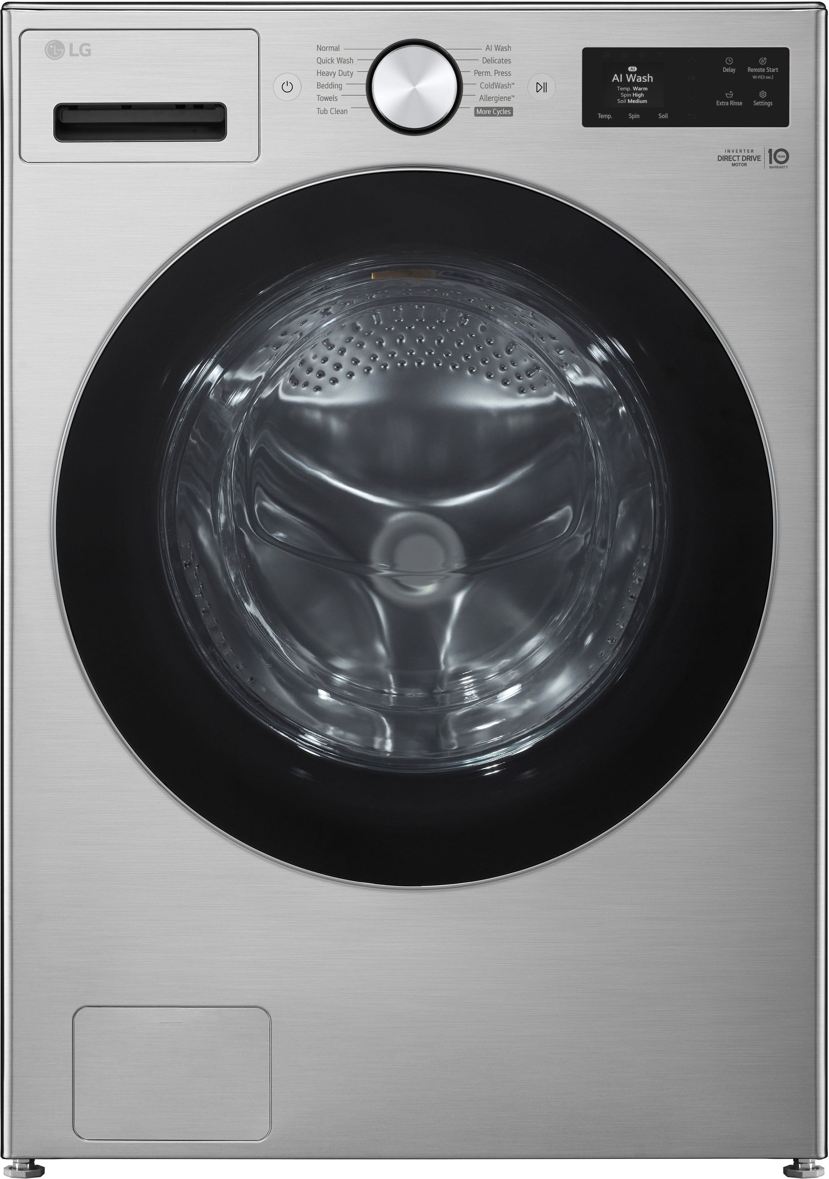 LG - 5.0 Cu. Ft. High-Efficiency Stackable Smart Front Load Washer with Steam and TurboWash 360 - Black Steel product image