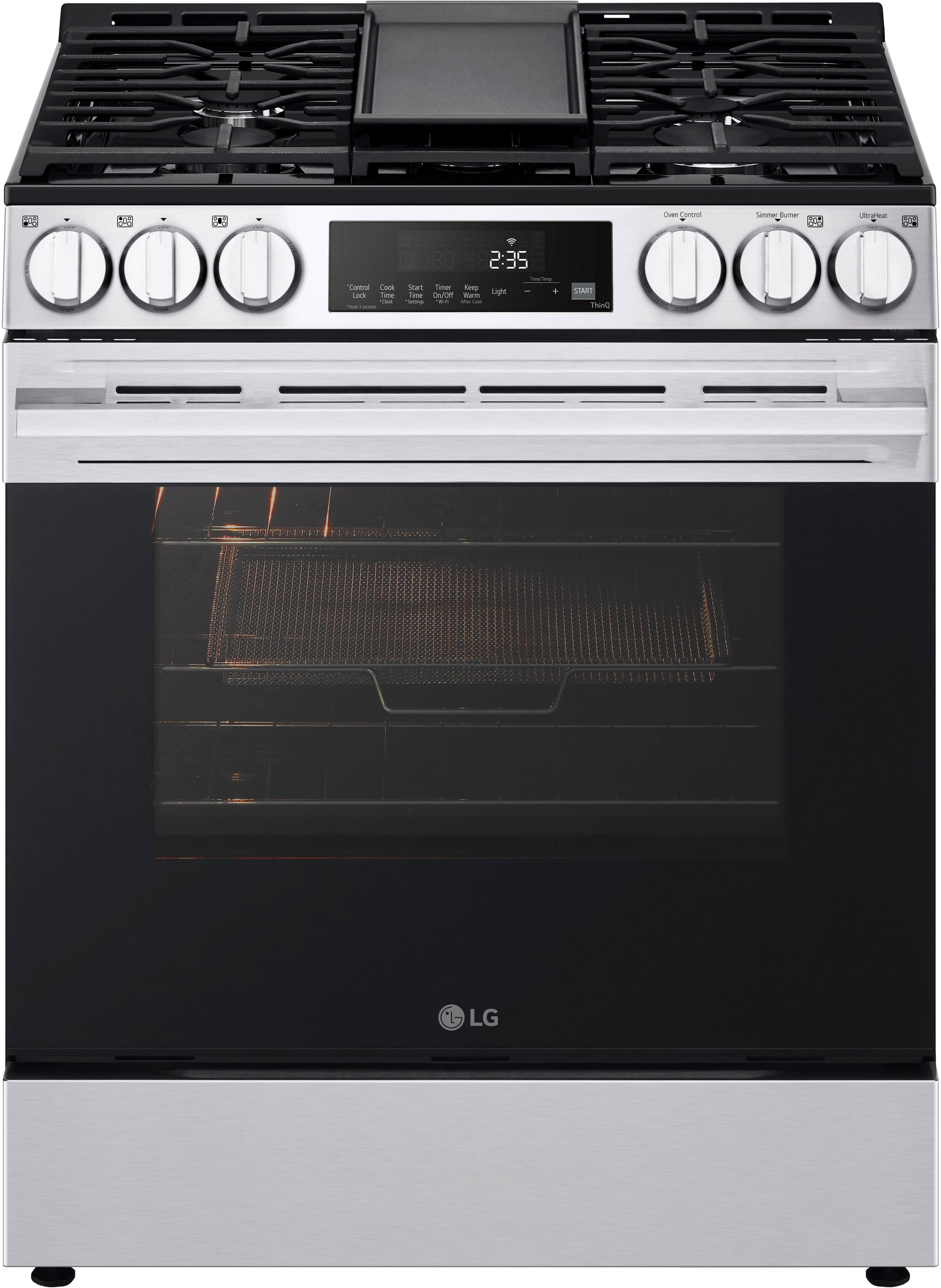 LG - 5.8 Cu. Ft. Slide-In Gas True Convection Smart Range with EasyClean, Air Fry and UltraHeat 20K Burner - Stainless Steel…