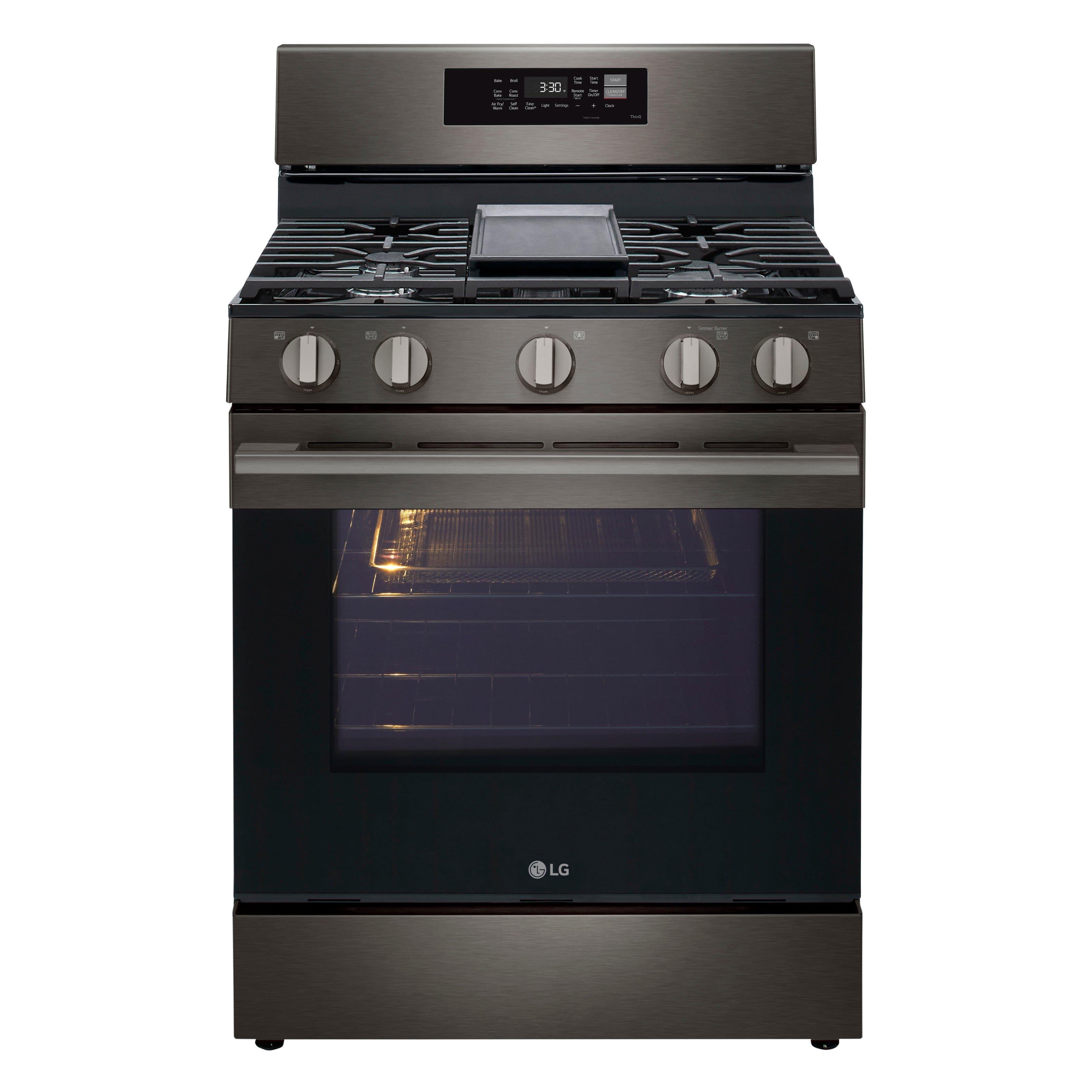 LG - 6.3 Cu. Ft. Freestanding Gas True Convection Smart Range with EasyClean, Air Fry and Premium Handle - Black Stainless S…