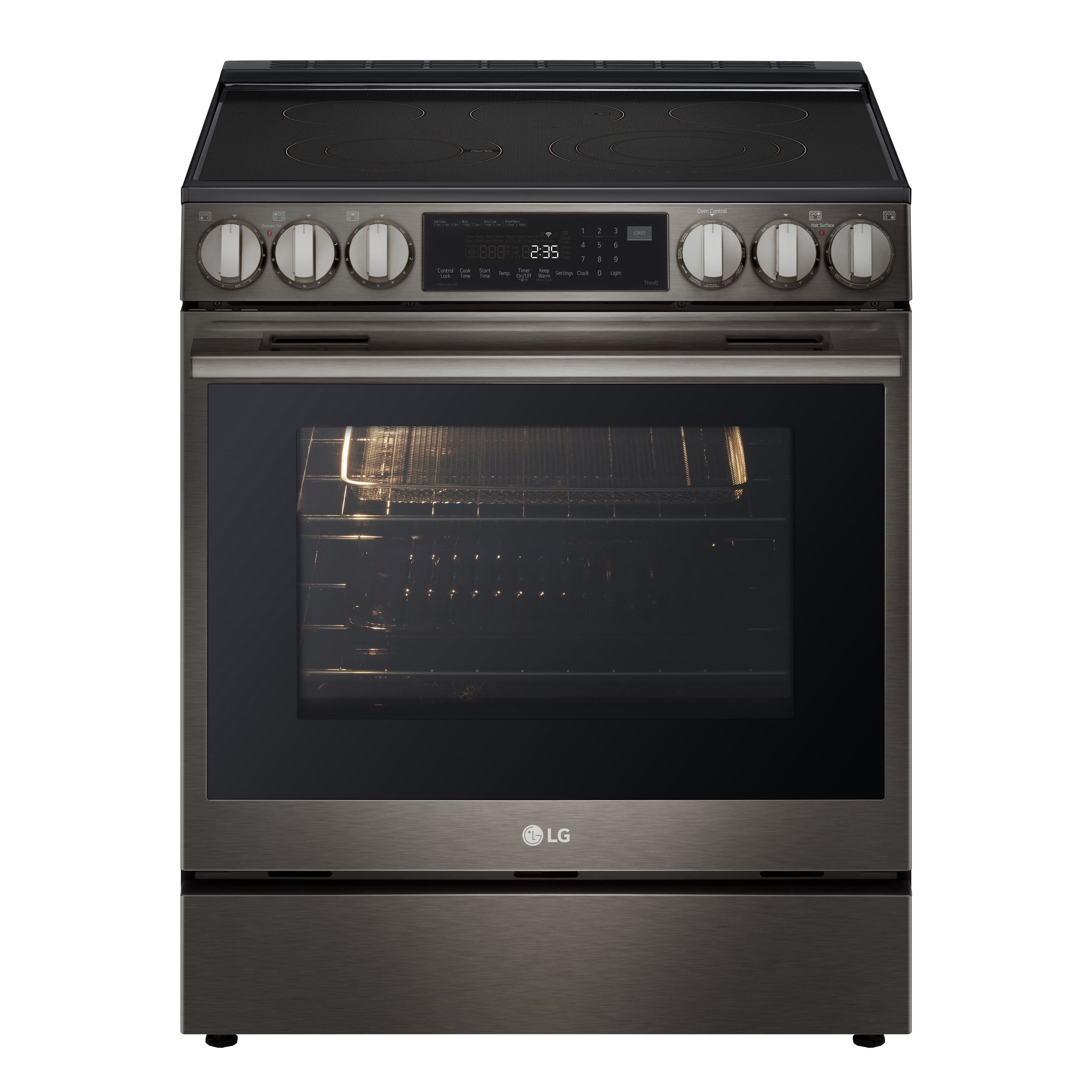 LG - 6.3 Cu. Ft. Slide-In Electric True Convection Range with InstaView and Premium Handle - Black Stainless Steel product i…