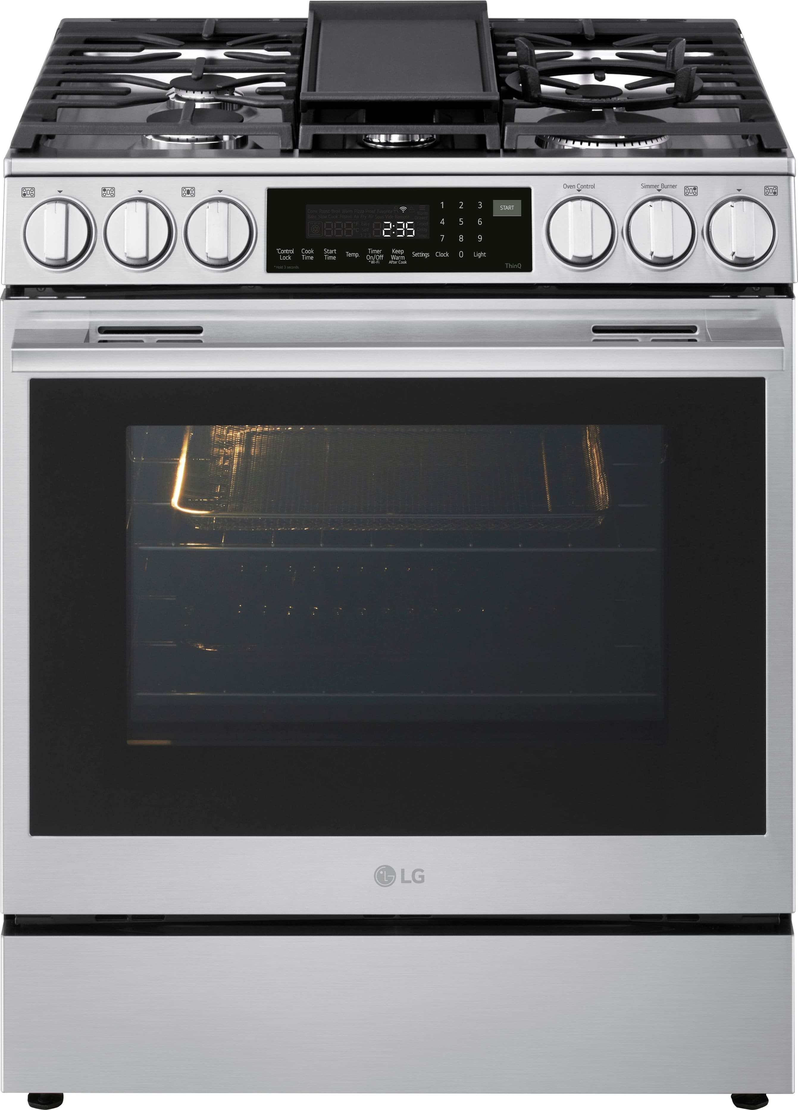 LG - 6.3 Cu. Ft. Slide-In Gas True Convection Smart Range with EasyClean, Air Fry and UltraHeat 22K Dual Burner - Stainless…