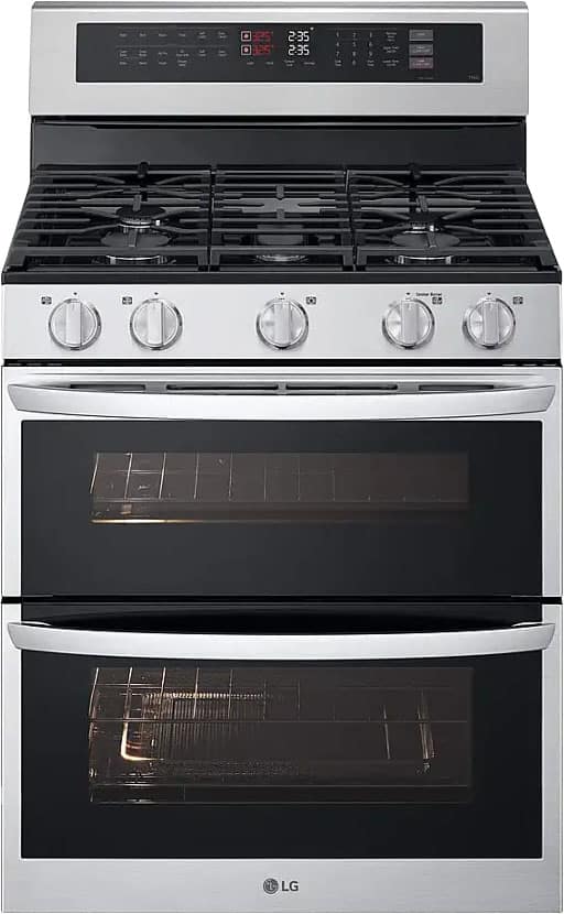 LG - 6.9 Cu. Ft. Freestanding Double Oven Gas True Convection Smart Range with EasyClean and Air Fry - Stainless Steel produ…