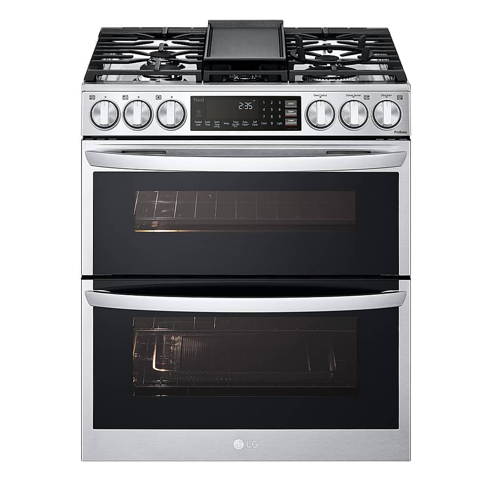 LG - 6.9 Cu. Ft. Smart Slide-In Double Oven Gas True Convection Range with EasyClean and InstaView - Stainless Steel product…