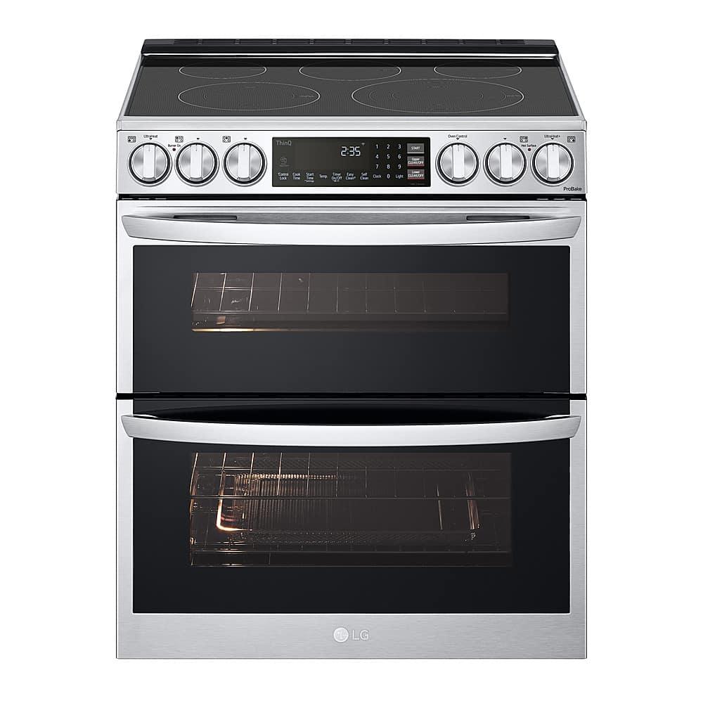 LG - 7.3 Cu. Ft. Smart Slide-In Double Oven Electric True Convection Range with EasyClean and InstaView - Stainless Steel pr…