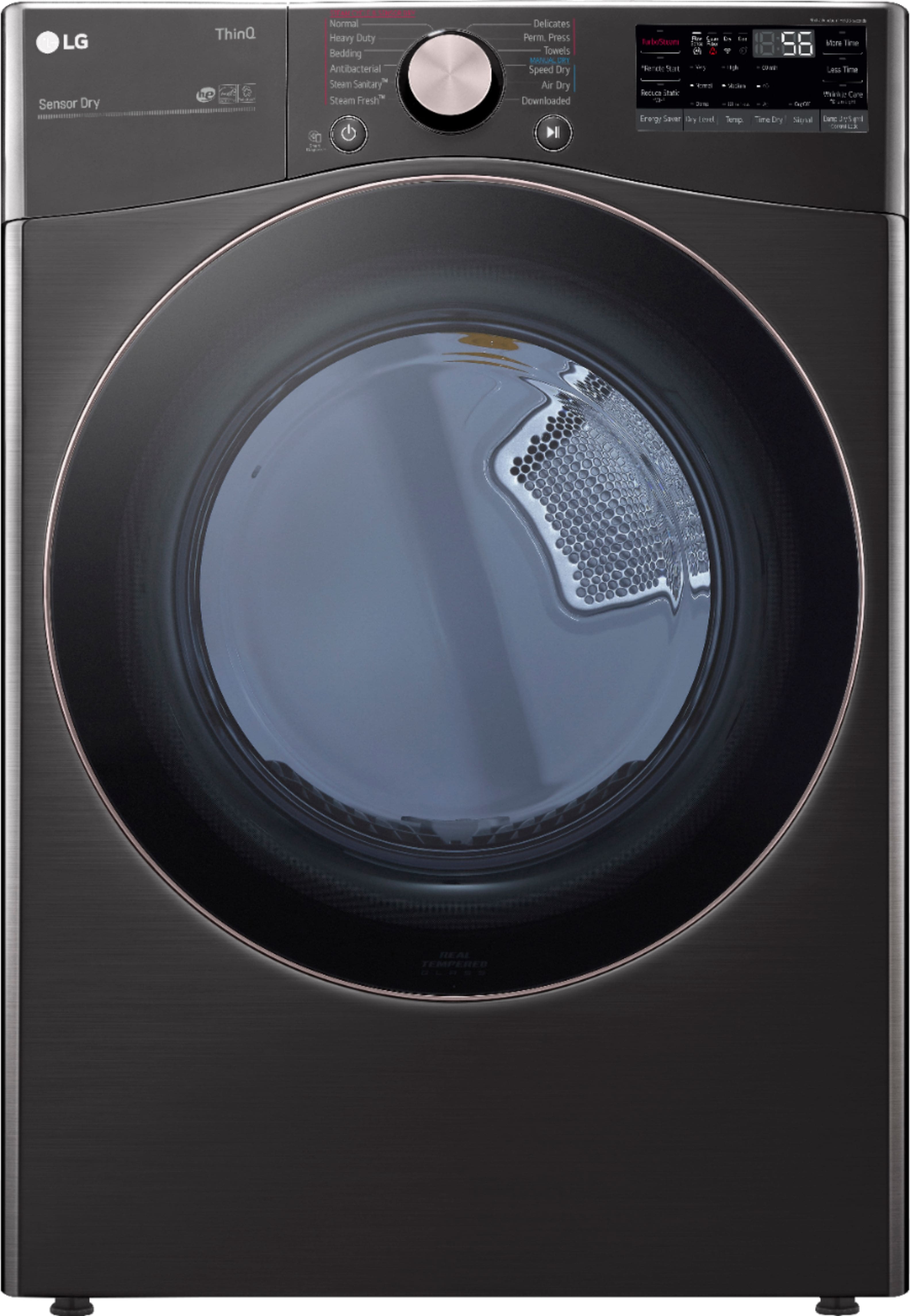 LG - 7.4 Cu. Ft. Stackable Smart Electric Dryer with Steam and Built-In Intelligence - Black Steel product image