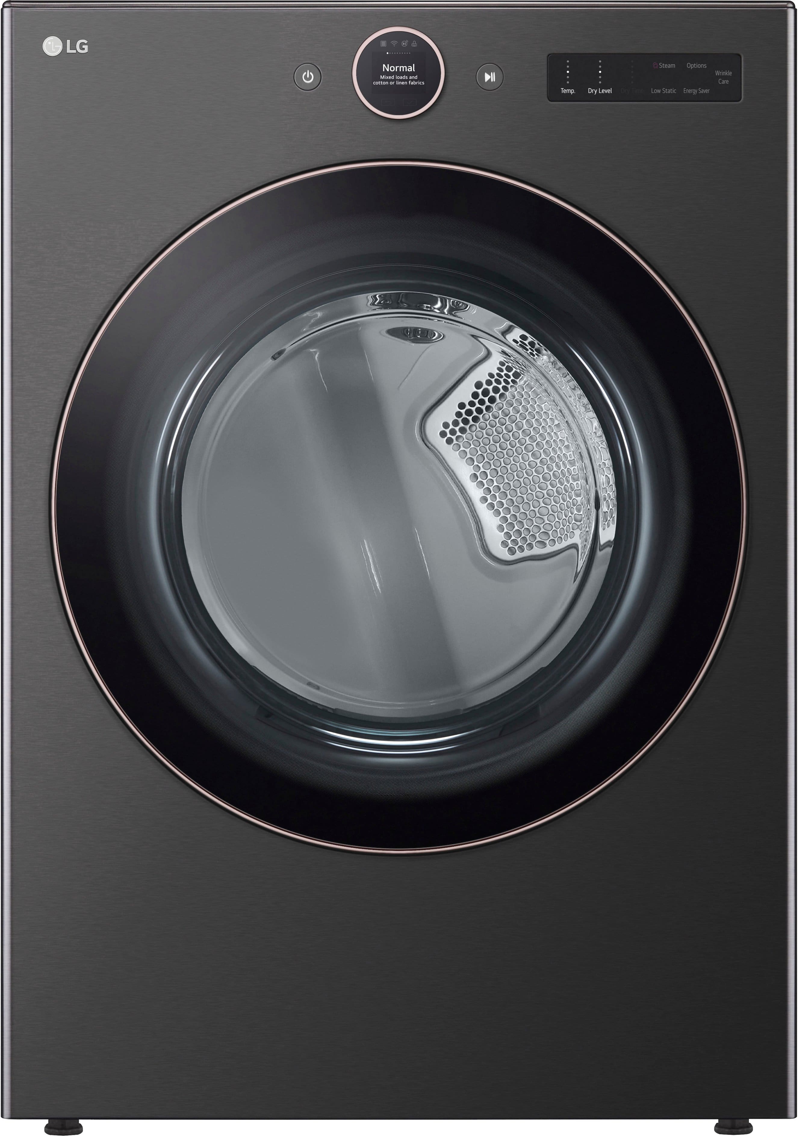 LG - 7.4 Cu. Ft. Stackable Smart Electric Dryer with Steam and Sensor Dry - Black Steel product image