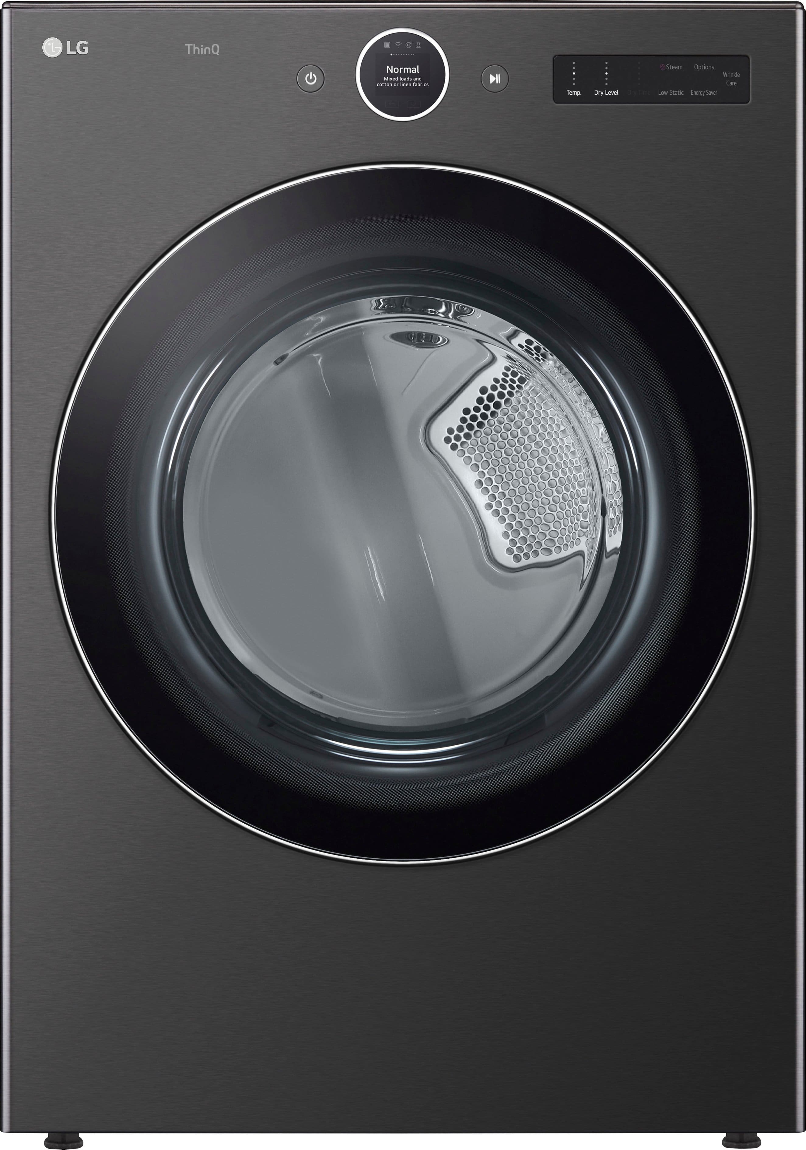 LG - 7.4 Cu. Ft. Stackable Smart Electric Dryer with TurboSteam - Black Steel product image