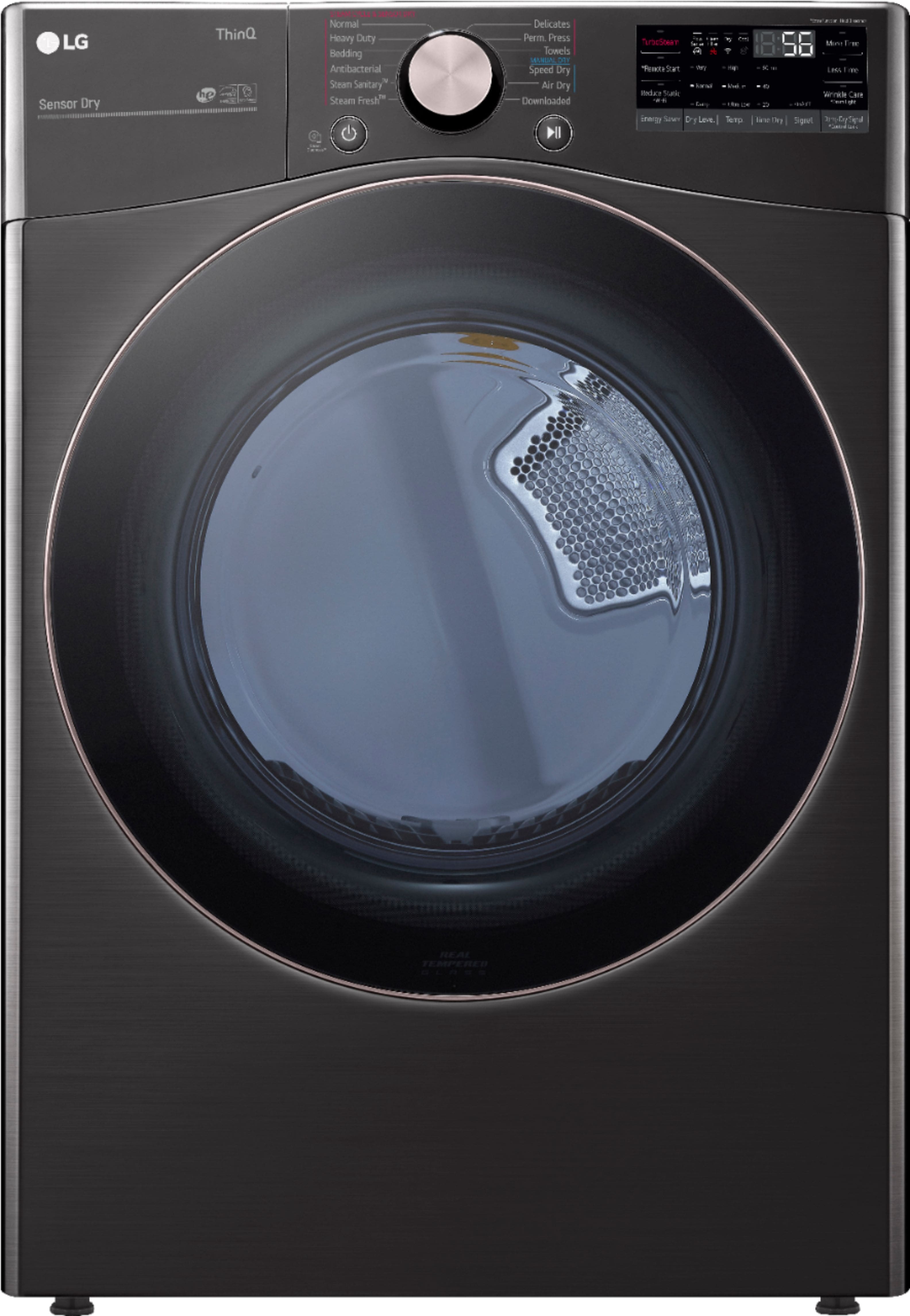 LG - 7.4 Cu. Ft. Stackable Smart Gas Dryer with Steam and Built-In Intelligence - Black Steel product image