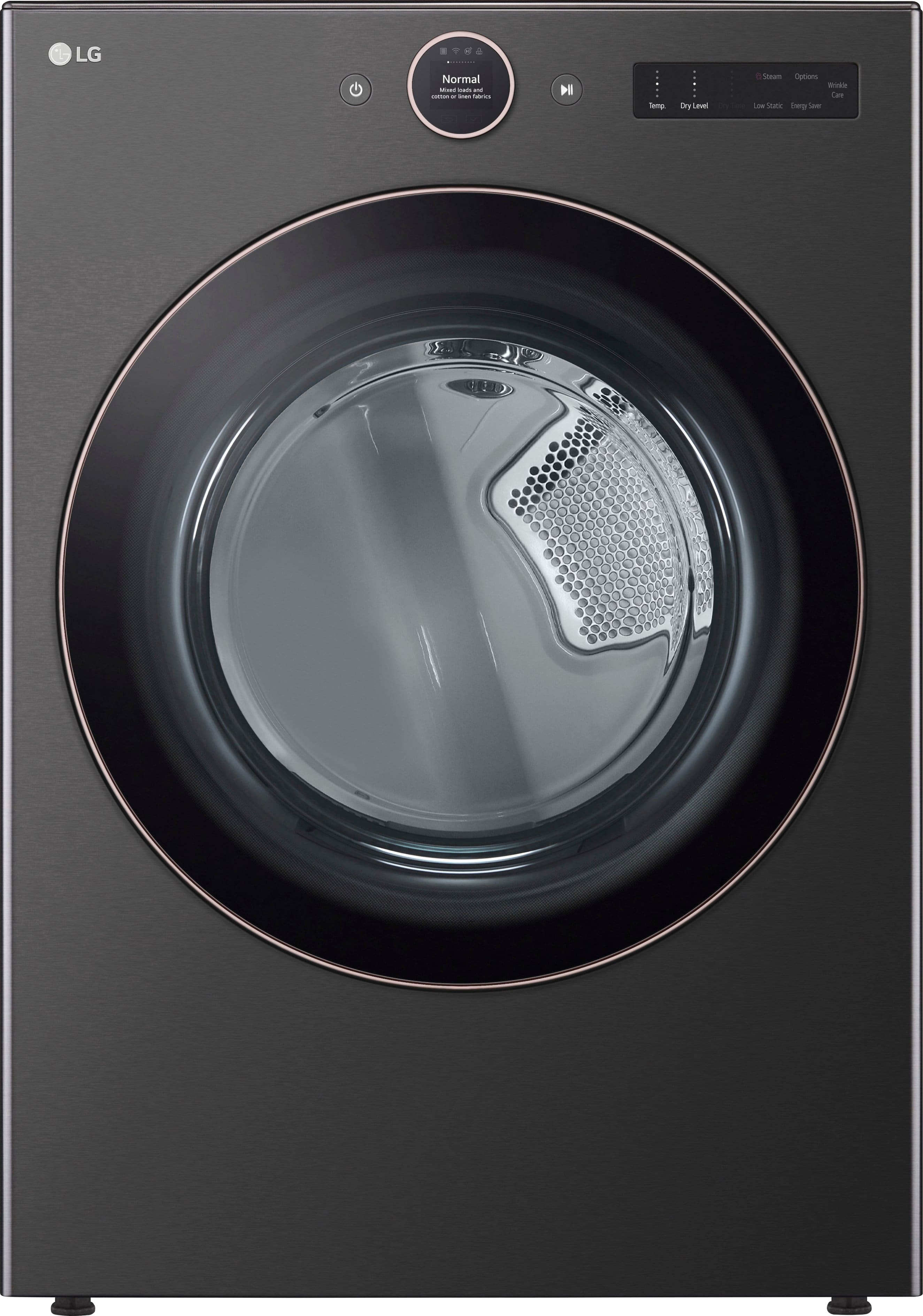 LG - 7.4 Cu. Ft. Stackable Smart Gas Dryer with Steam and Sensor Dry - Black Steel product image