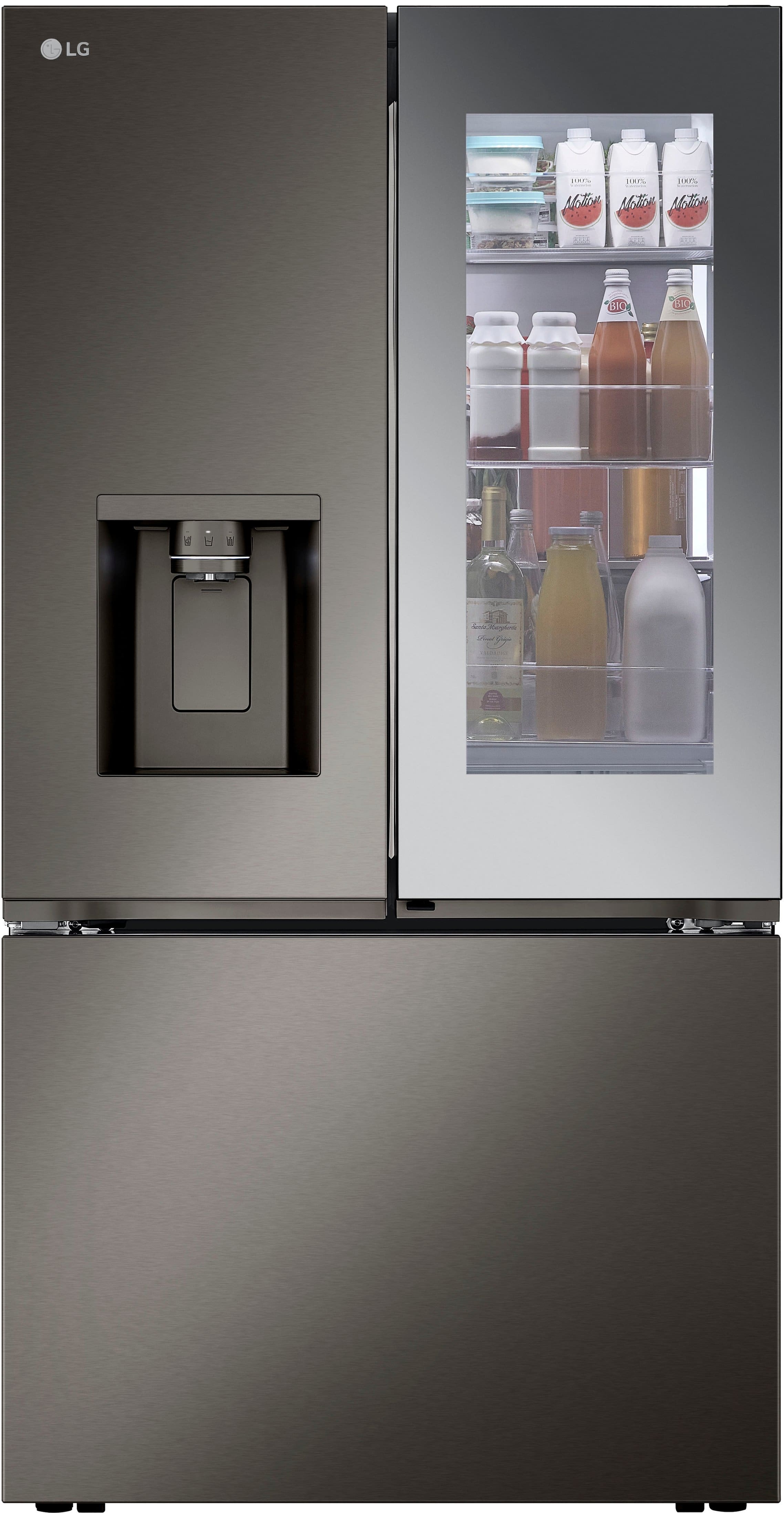 LG - Counter-Depth MAX 25.5 Cu. Ft. French Door-in-Door Smart Refrigerator with Mirror InstaView - Black Stainless Steel pro…
