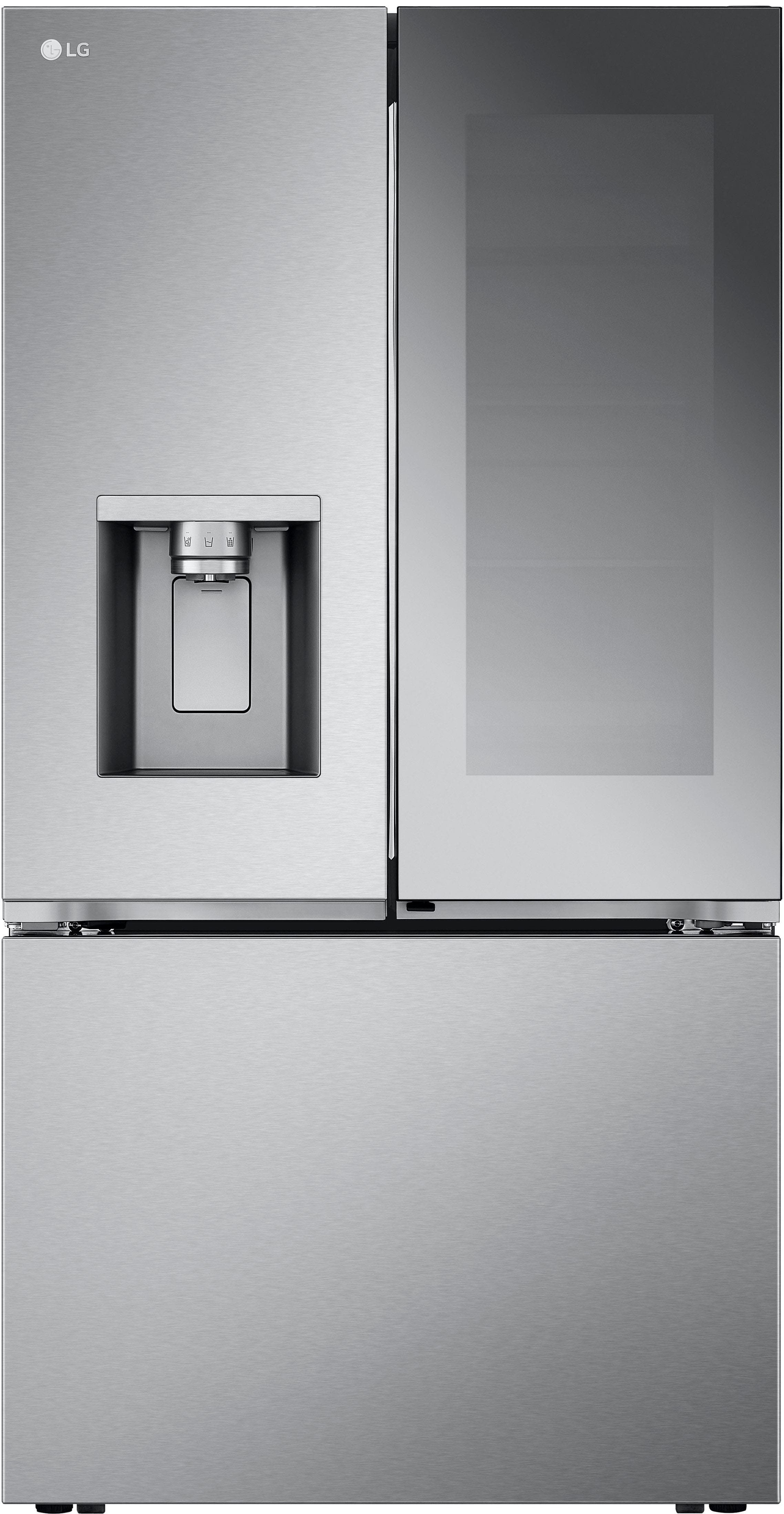 LG - Counter-Depth MAX 25.5 Cu. Ft. French Door Smart Refrigerator with Mirror InstaView - Stainless Steel product image