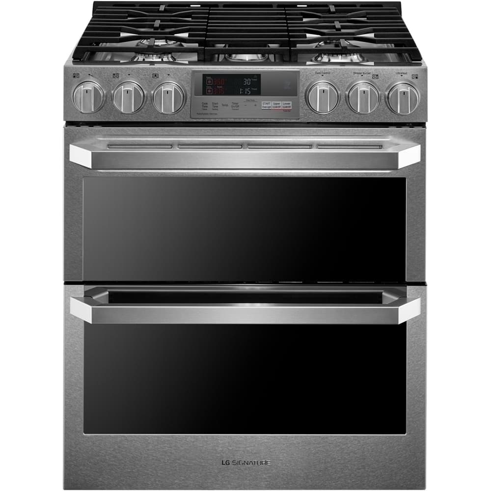 LG - SIGNATURE 7.3 Cu. Ft. Smart Slide-In Double Oven Dual Fuel True Convection Range with EasyClean and Power Burner - Text…