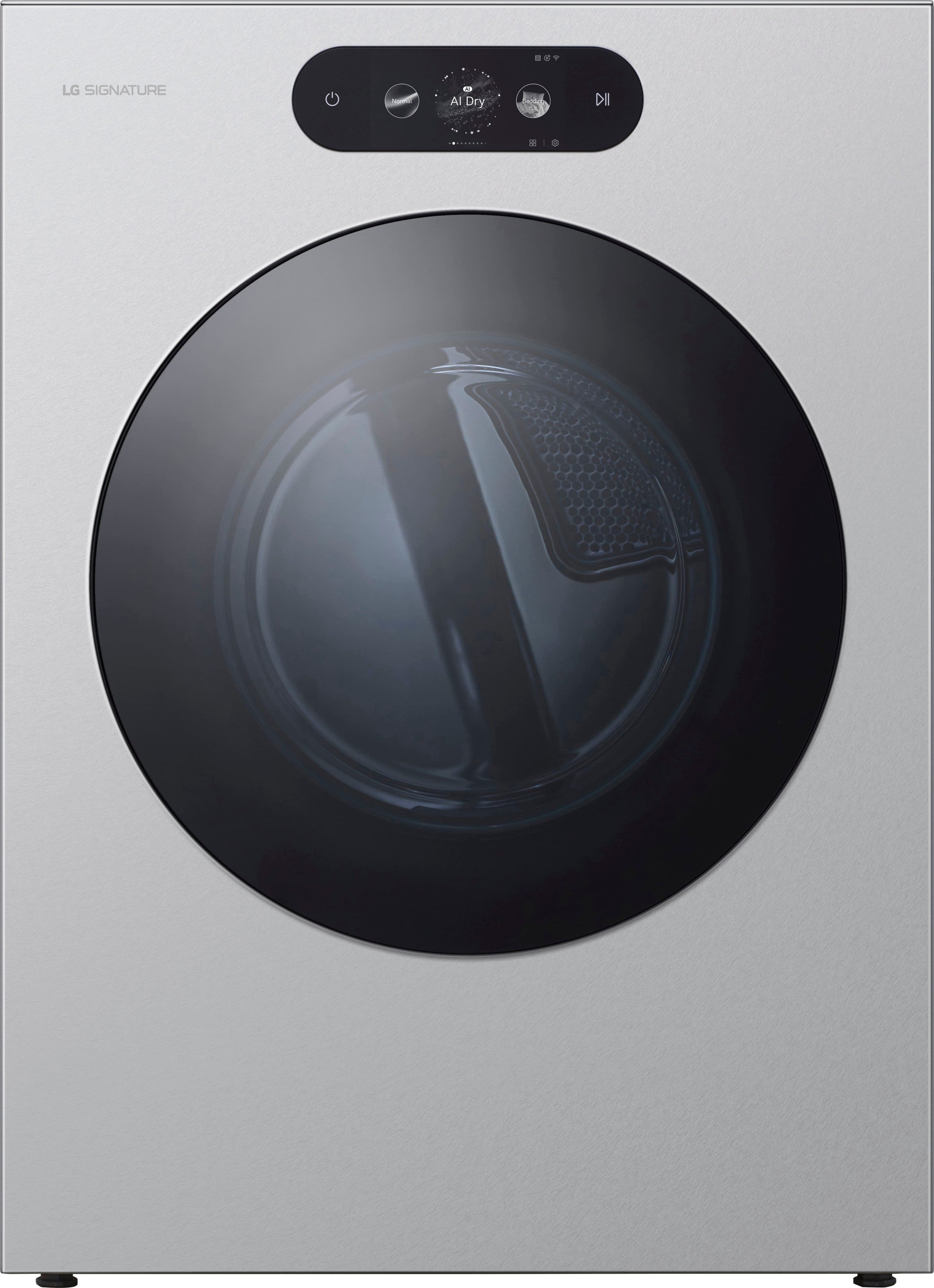 LG - SIGNATURE 9.0 Cu. Ft. Stackable Smart Electric Dryer with Steam and AI Sensor Dry - Brushed Platinum Steel product image