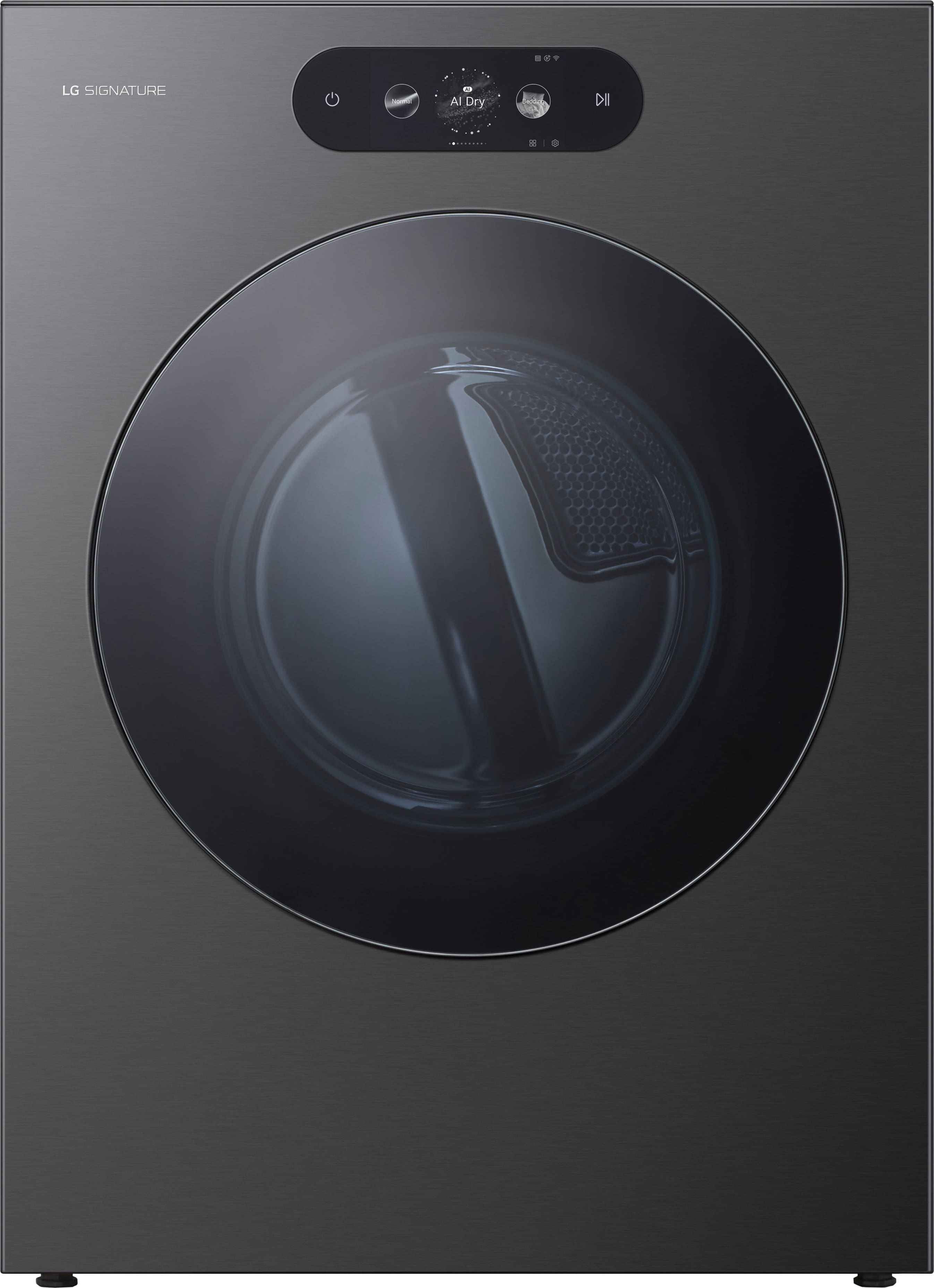 LG - SIGNATURE 9.0 Cu. Ft. Stackable Smart Electric Dryer with TurboSteam and AI Sensor Dry - Brushed Black Steel product im…