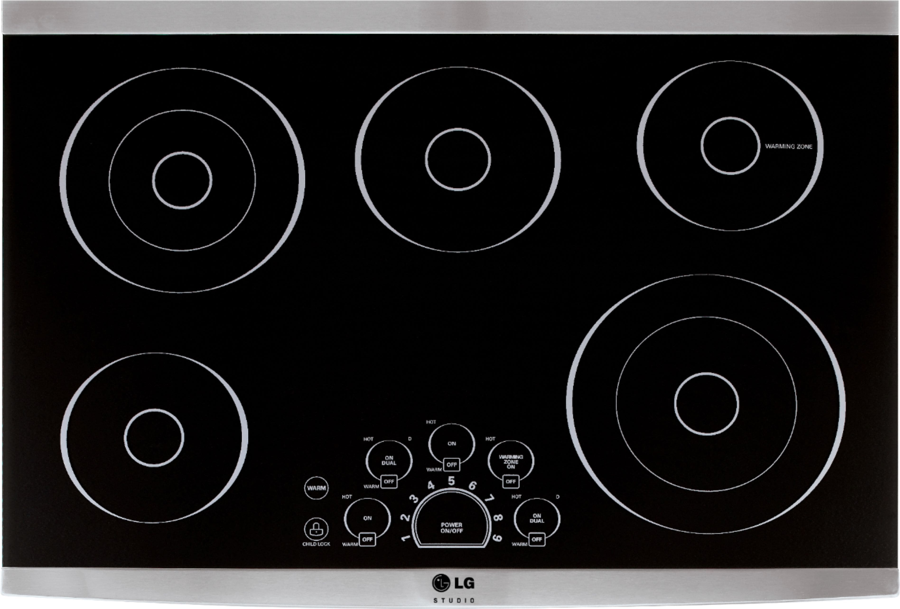 LG - STUDIO 30" Built-In Electric Cooktop with 5 Elements and Warming Zone - Stainless Steel product image