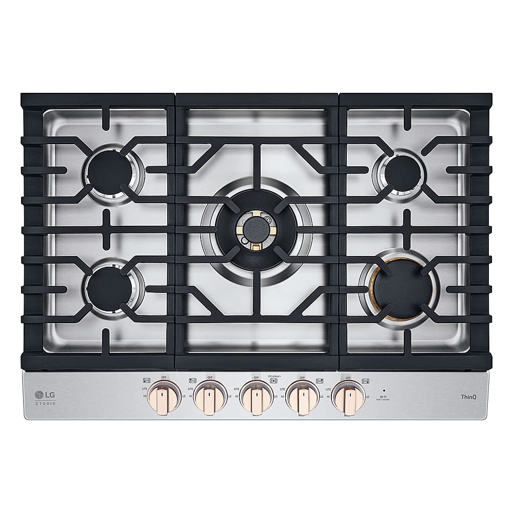LG - STUDIO 30” Built-In Smart Gas Cooktop with 5 Burners and Griddle - Essence White product image