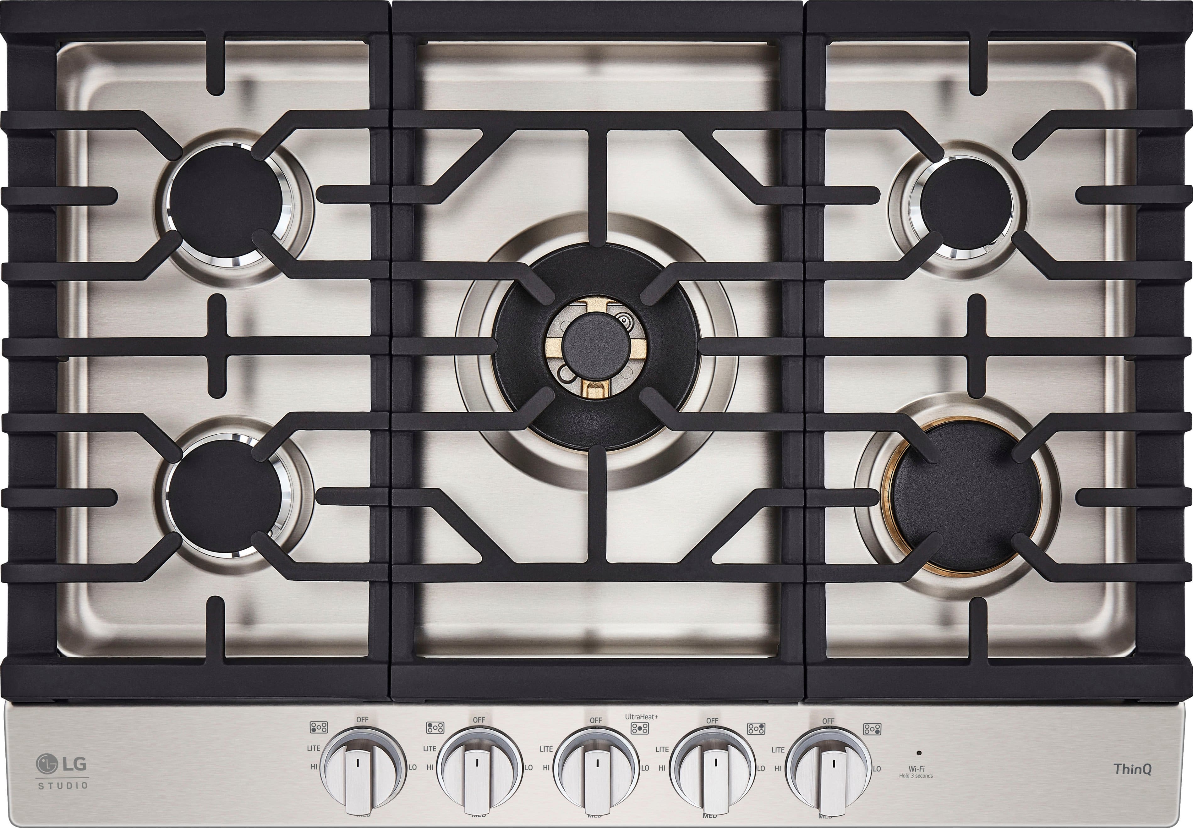 LG - STUDIO 30” Built-In Smart Gas Cooktop with 5 Burners and Griddle - Stainless Steel product image