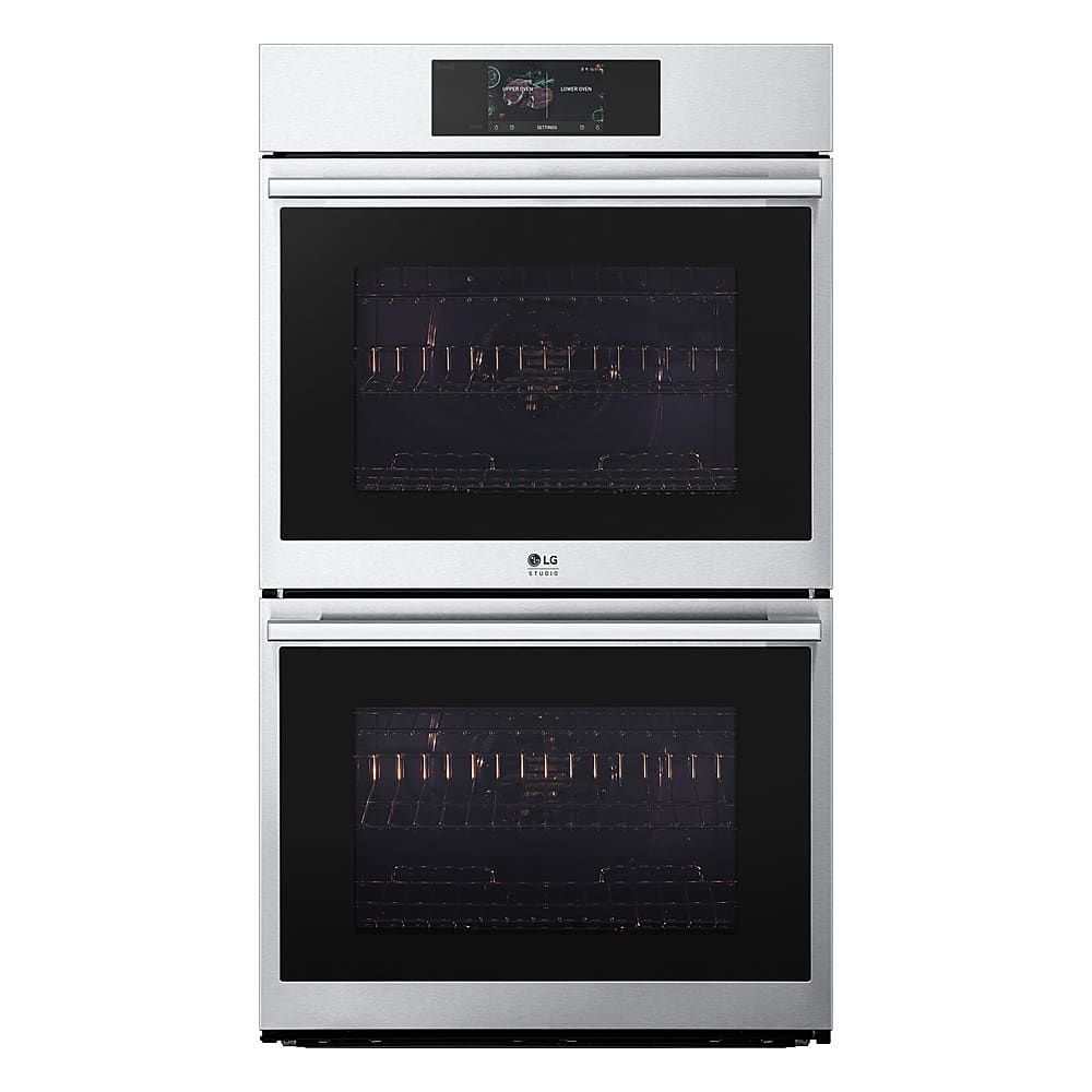 LG - STUDIO 30" Smart Built-In Electric Convection Double Wall Oven with Air Fry and Sous Vide - Stainless Steel product ima…